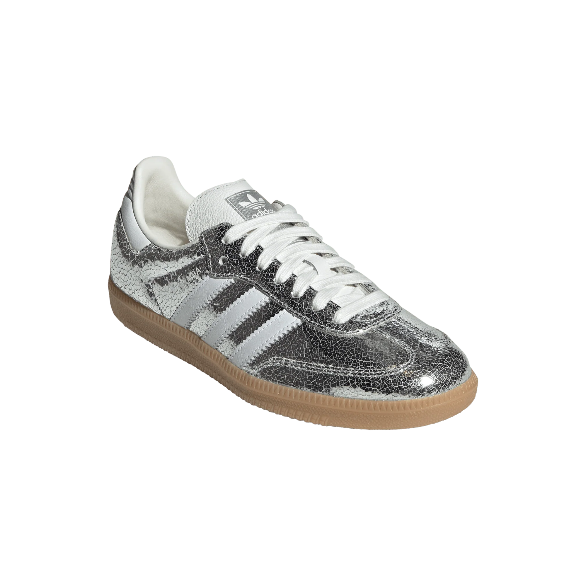 adidas Samba OG Silver Metallic Cracked Leather (Women's) - Image 4