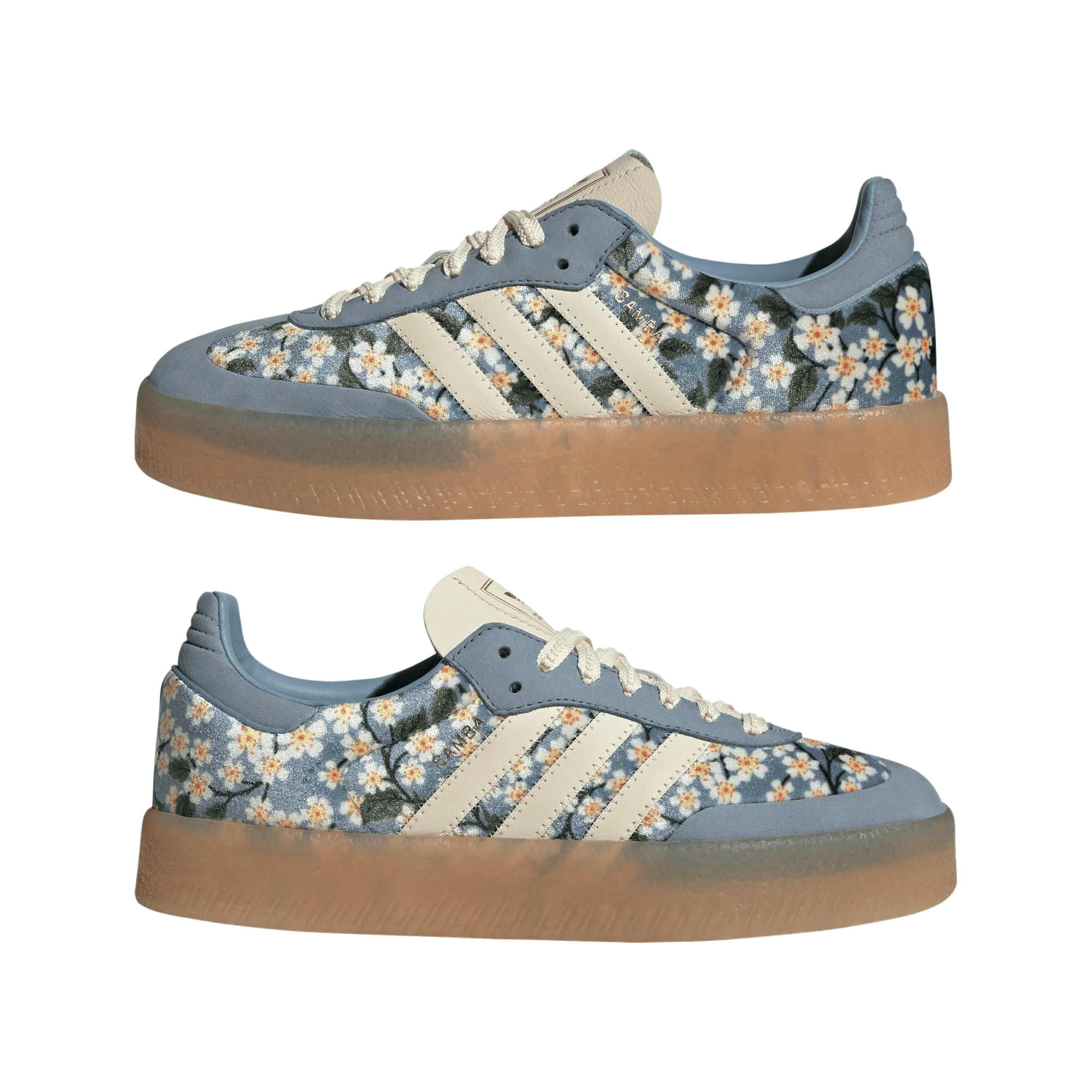 adidas Sambae Liberty London Floral Embroidery Blue Cream White (Women's) - Image 2