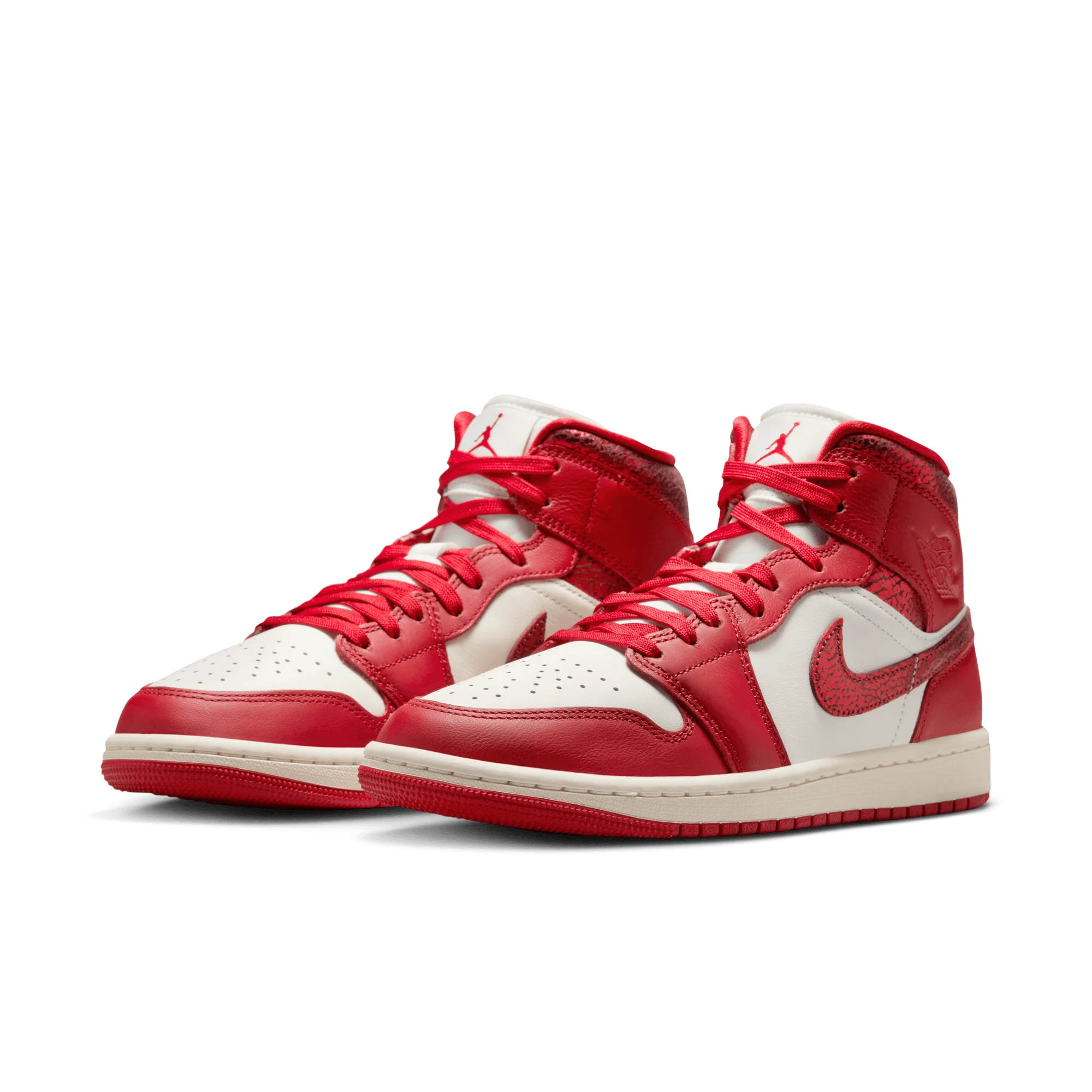 Jordan 1 Mid SE Red Cracked Leather (Women's) - Image 2