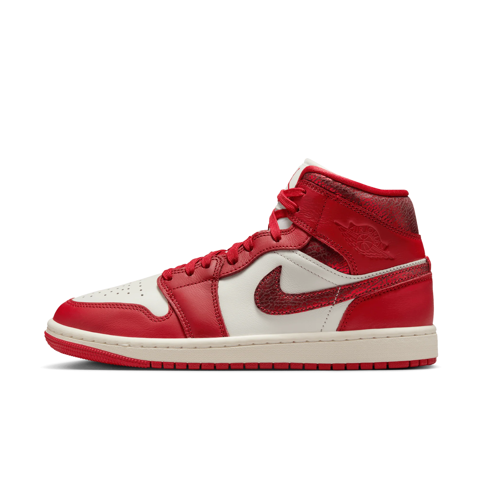 Jordan 1 Mid SE Red Cracked Leather (Women's) - Image 5