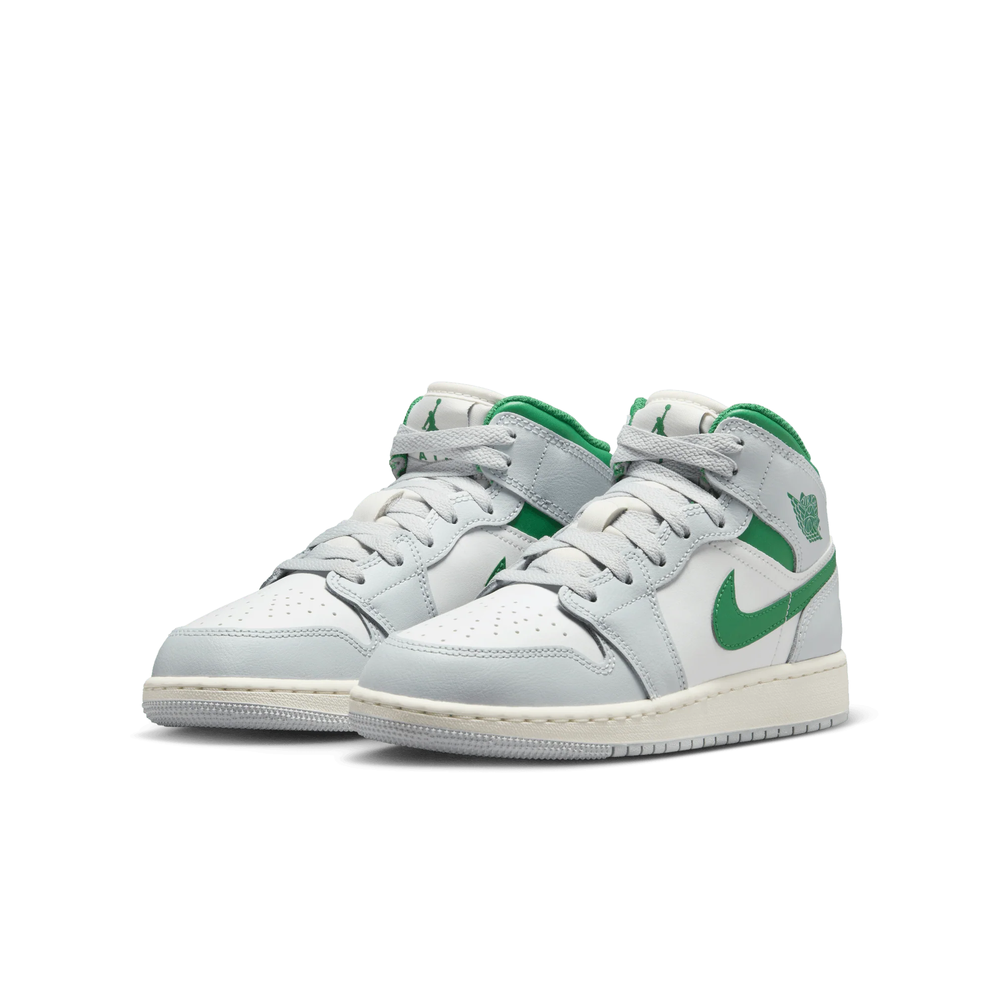 Jordan 1 Mid White Pure Platinum Pine Green (GS) - Image 2