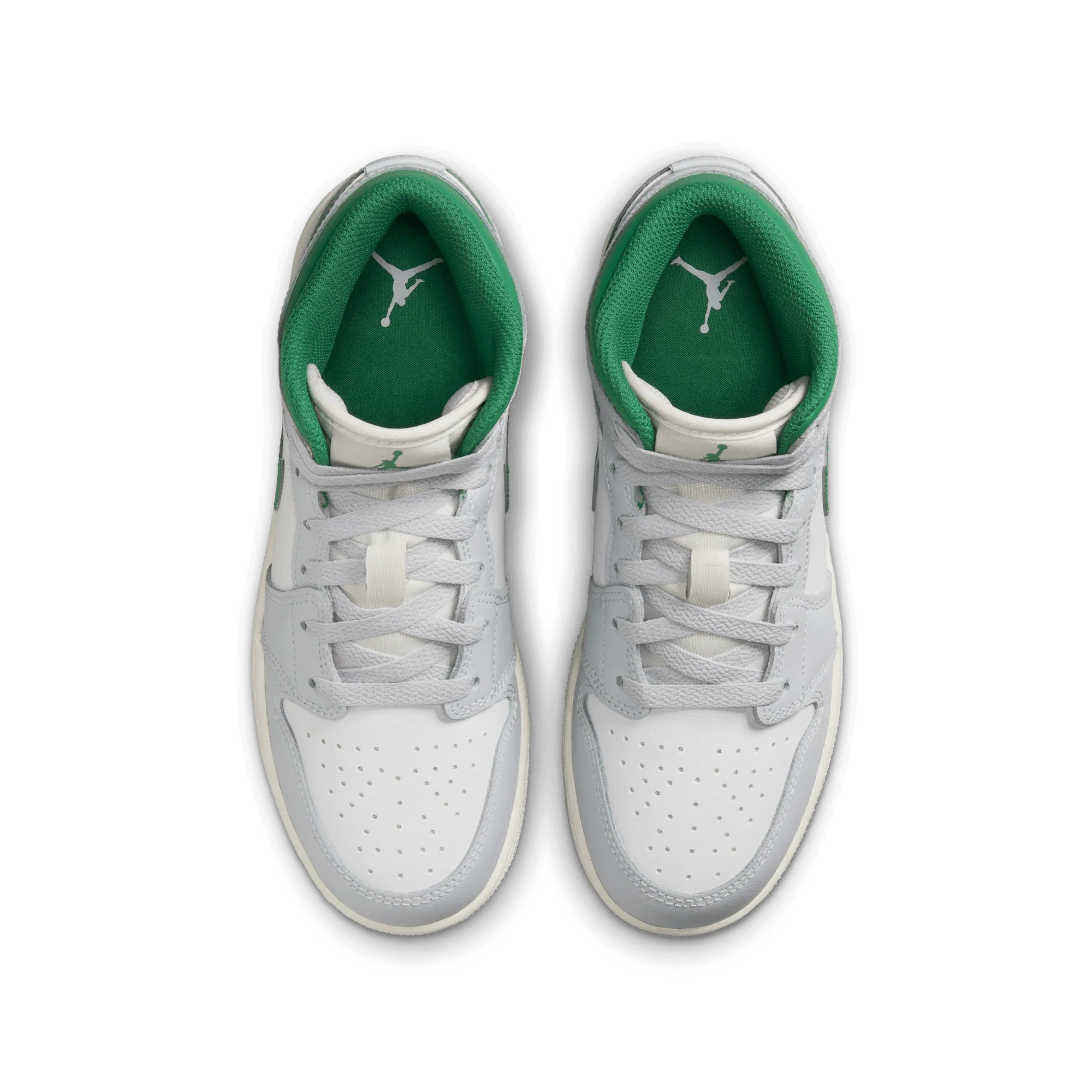 Jordan 1 Mid White Pure Platinum Pine Green (GS) - Image 3