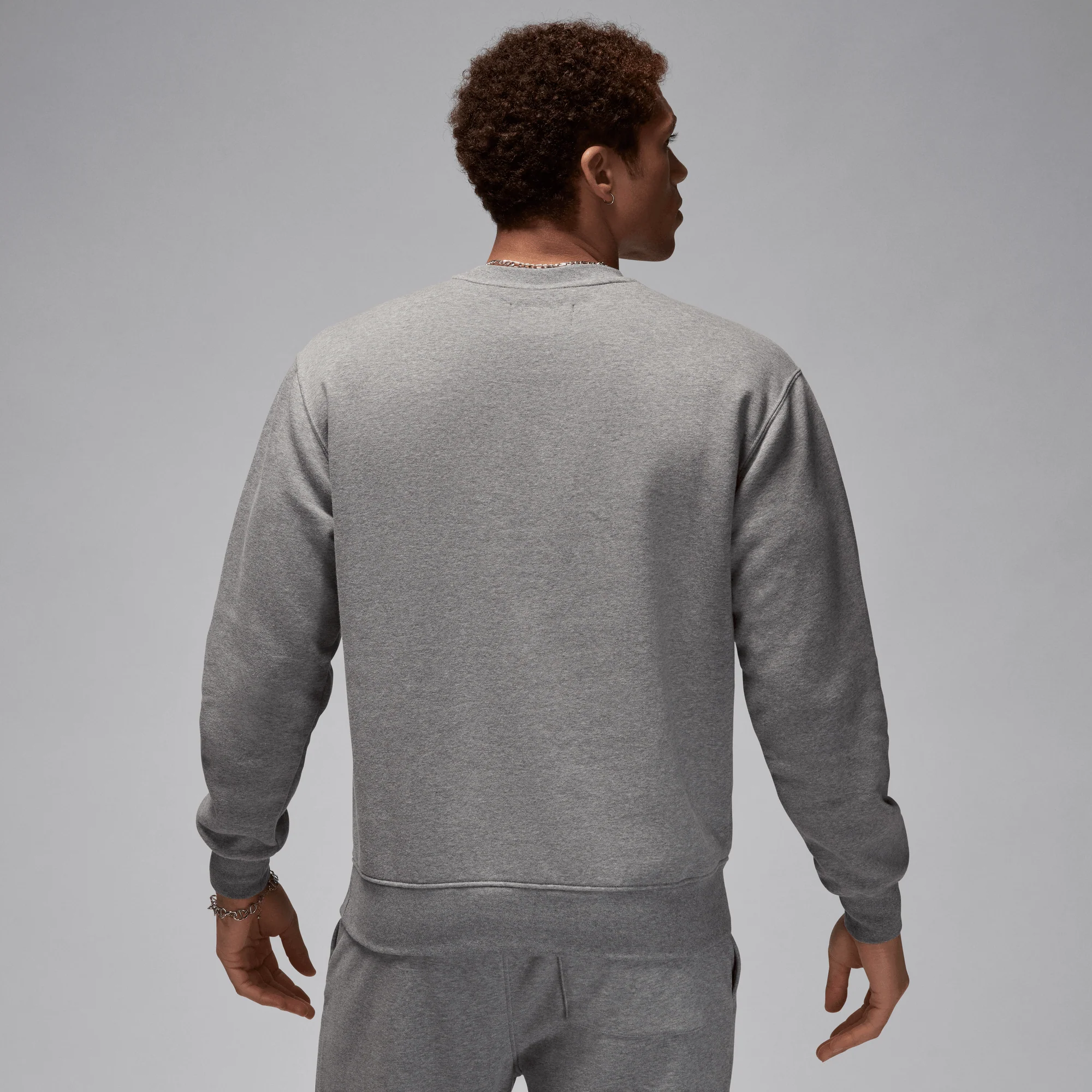 Jordan Brooklyn Fleece Men's Crew-Neck Sweatshirt Carbon Heather/White - Image 2