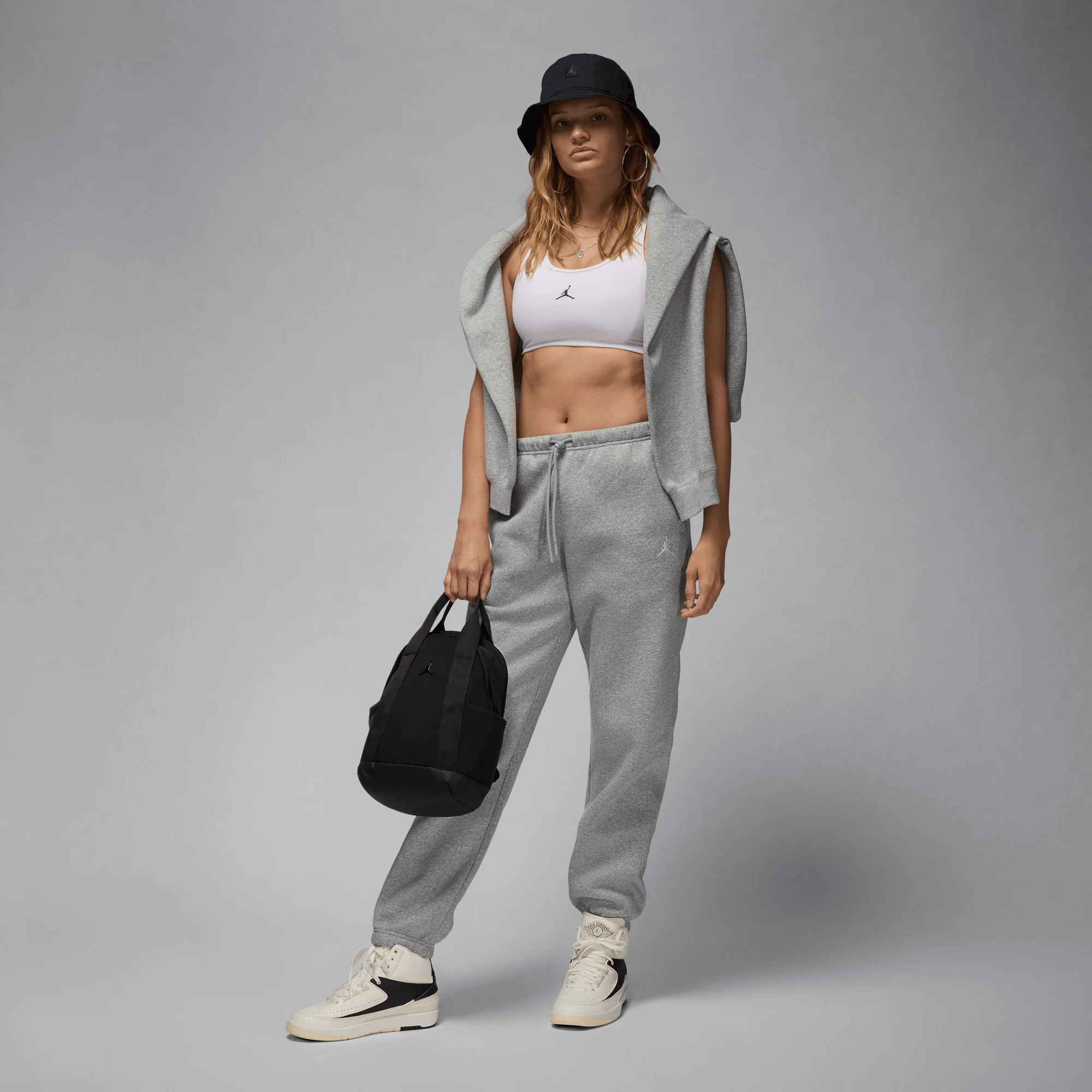 Jordan Brooklyn Fleece Women's Pants Dark Grey Heather/White - Image 5