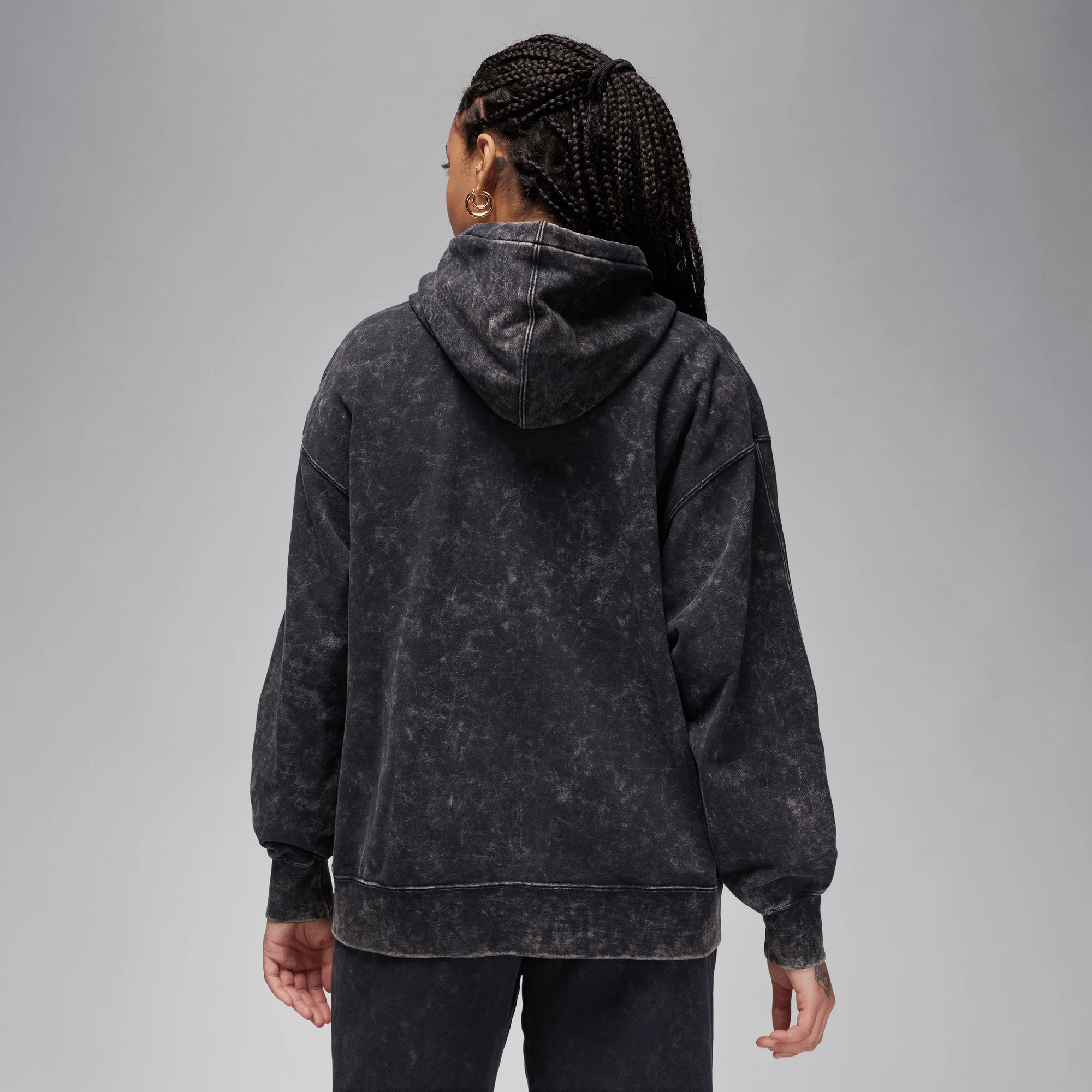 Jordan Flight Fleece Women's Satin-Lined Washed Hoodie Black - Image 2