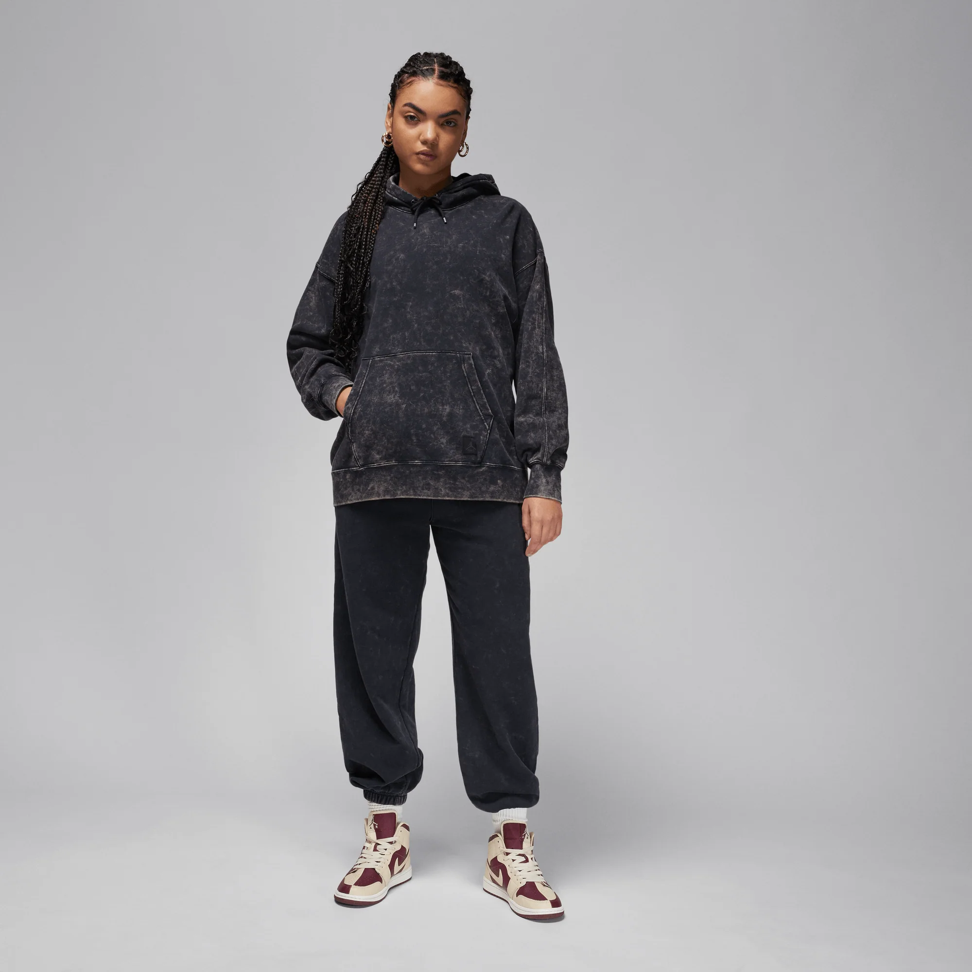 Jordan Flight Fleece Women's Satin-Lined Washed Hoodie Black - Image 5