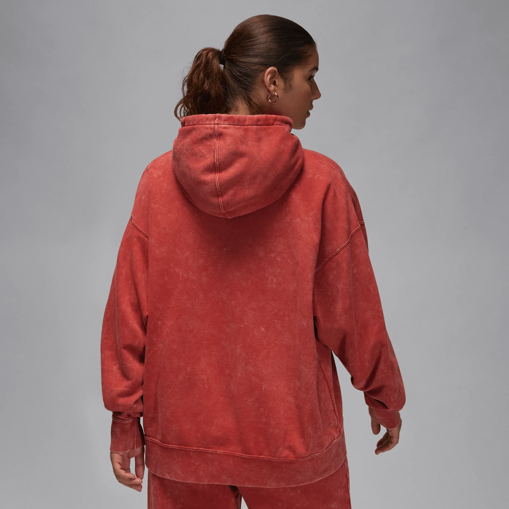 Jordan Flight Fleece Women's Satin-Lined Washed Hoodie Dune Red - Image 2