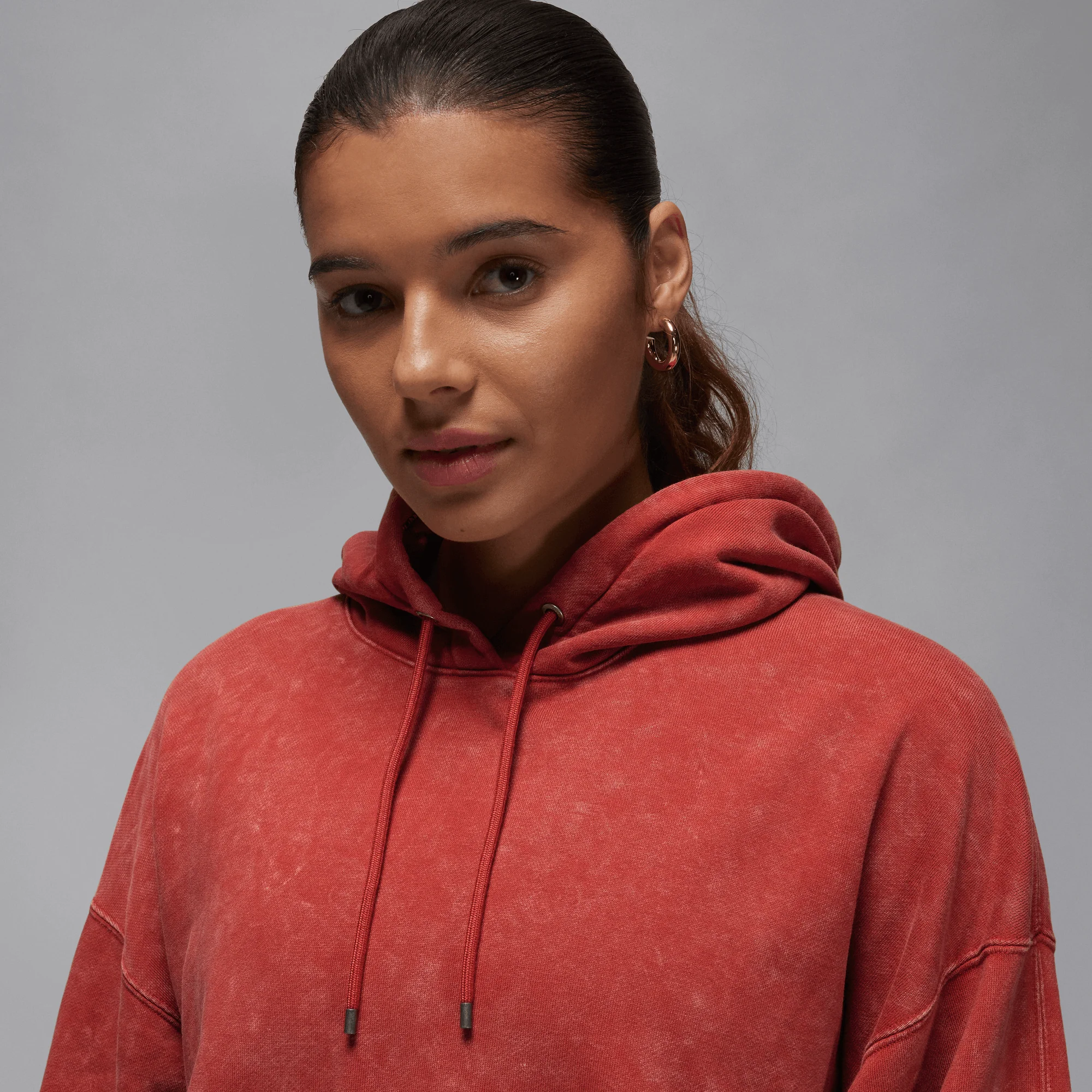 Jordan Flight Fleece Women's Satin-Lined Washed Hoodie Dune Red - Image 3