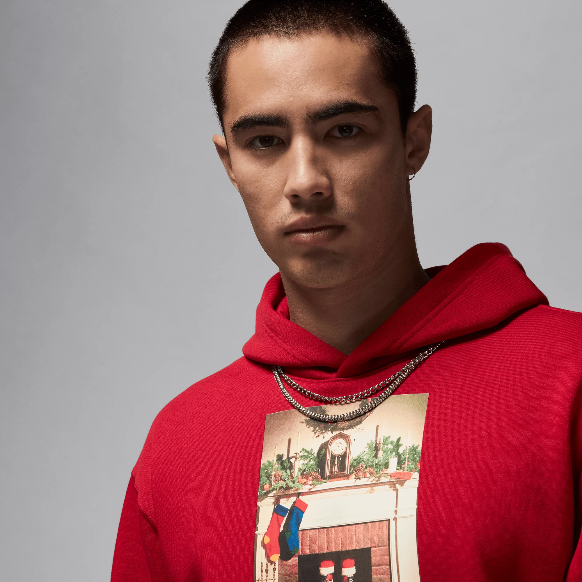 Jordan Jumpman "Chimney" Men's Fleece Pullover Hoodie Gym Red/Black - Image 3