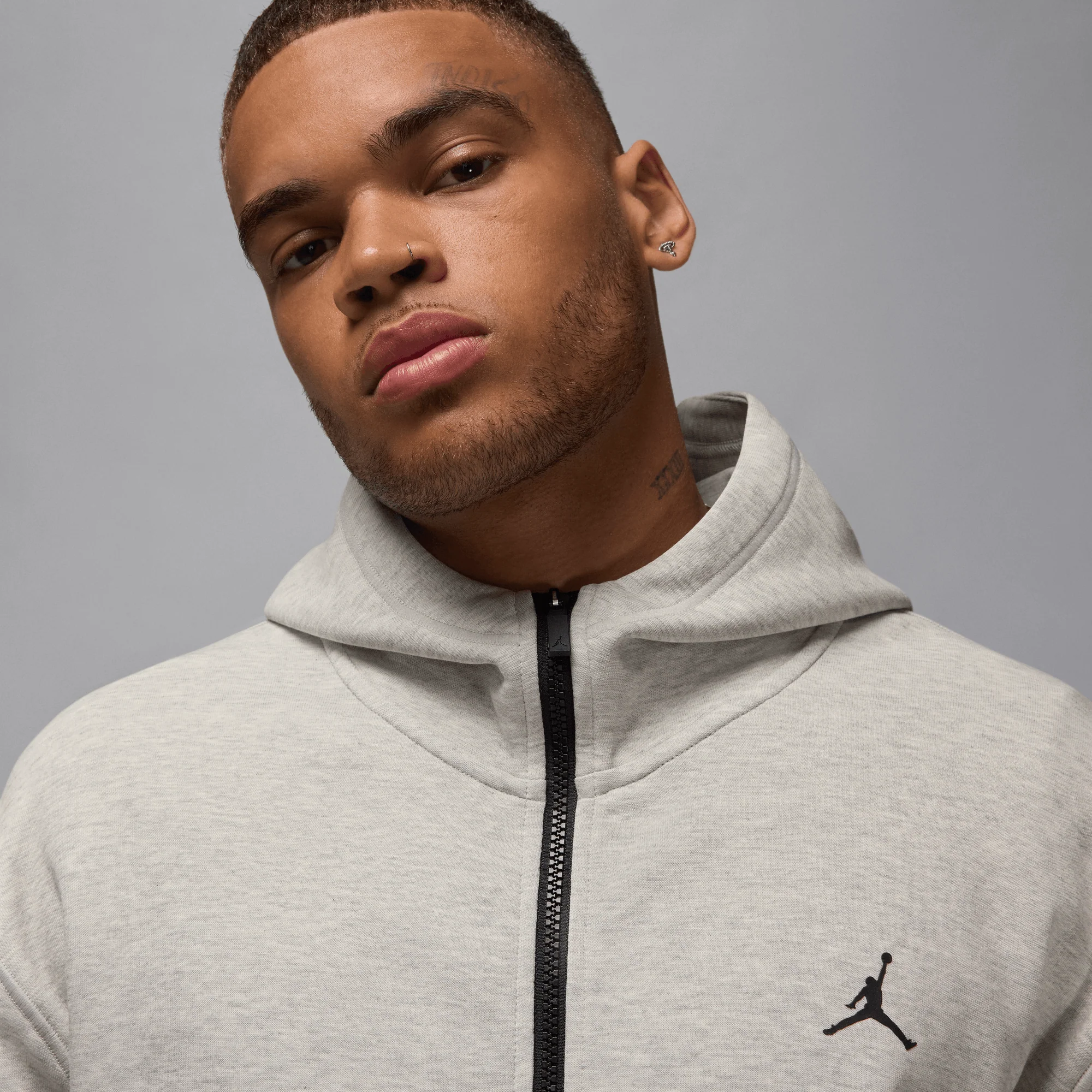 Jordan Sport Hoop Fleece Men's Dri-FIT Full-Zip Hoodie Grey Heather/Black - Image 3