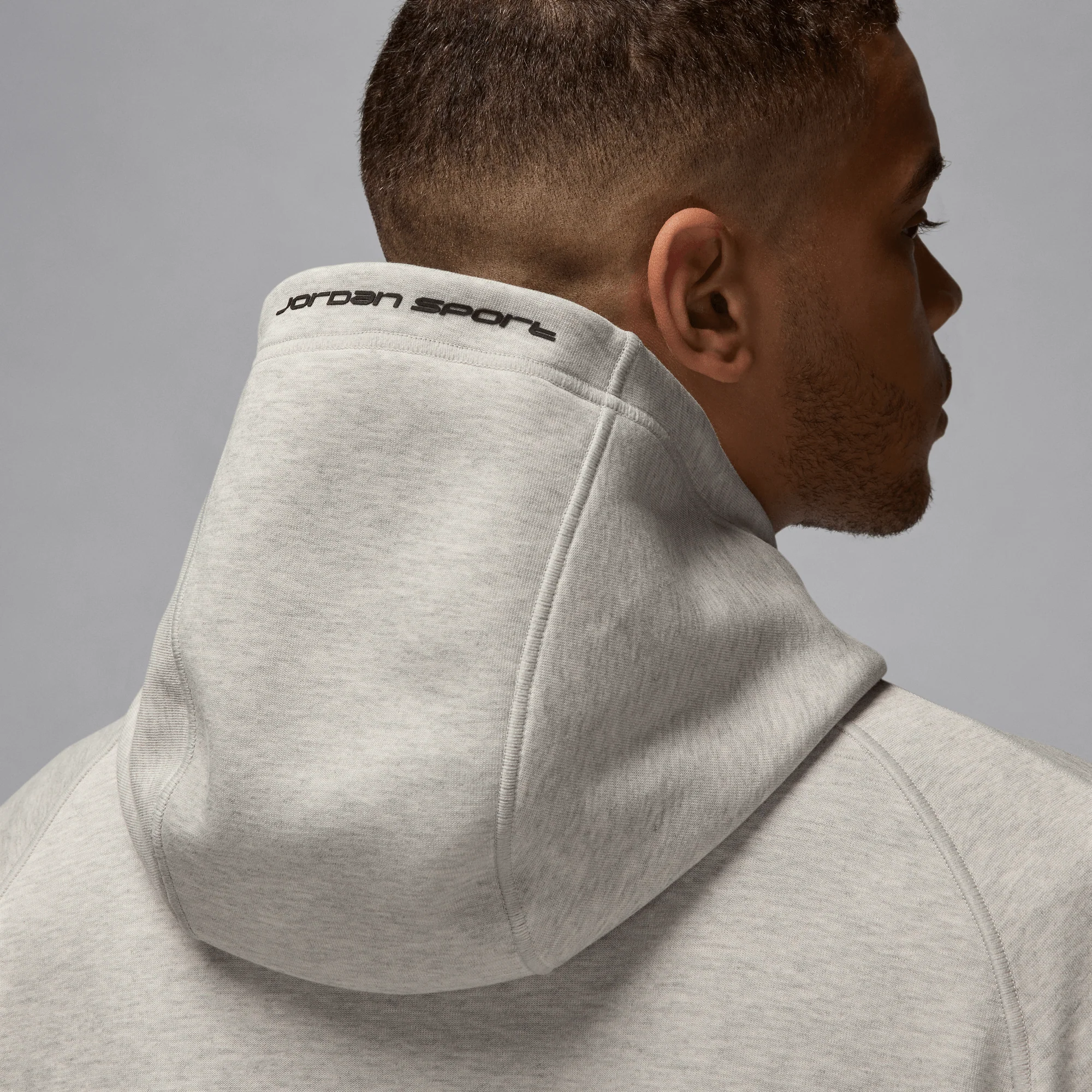 Jordan Sport Hoop Fleece Men's Dri-FIT Full-Zip Hoodie Grey Heather/Black - Image 4