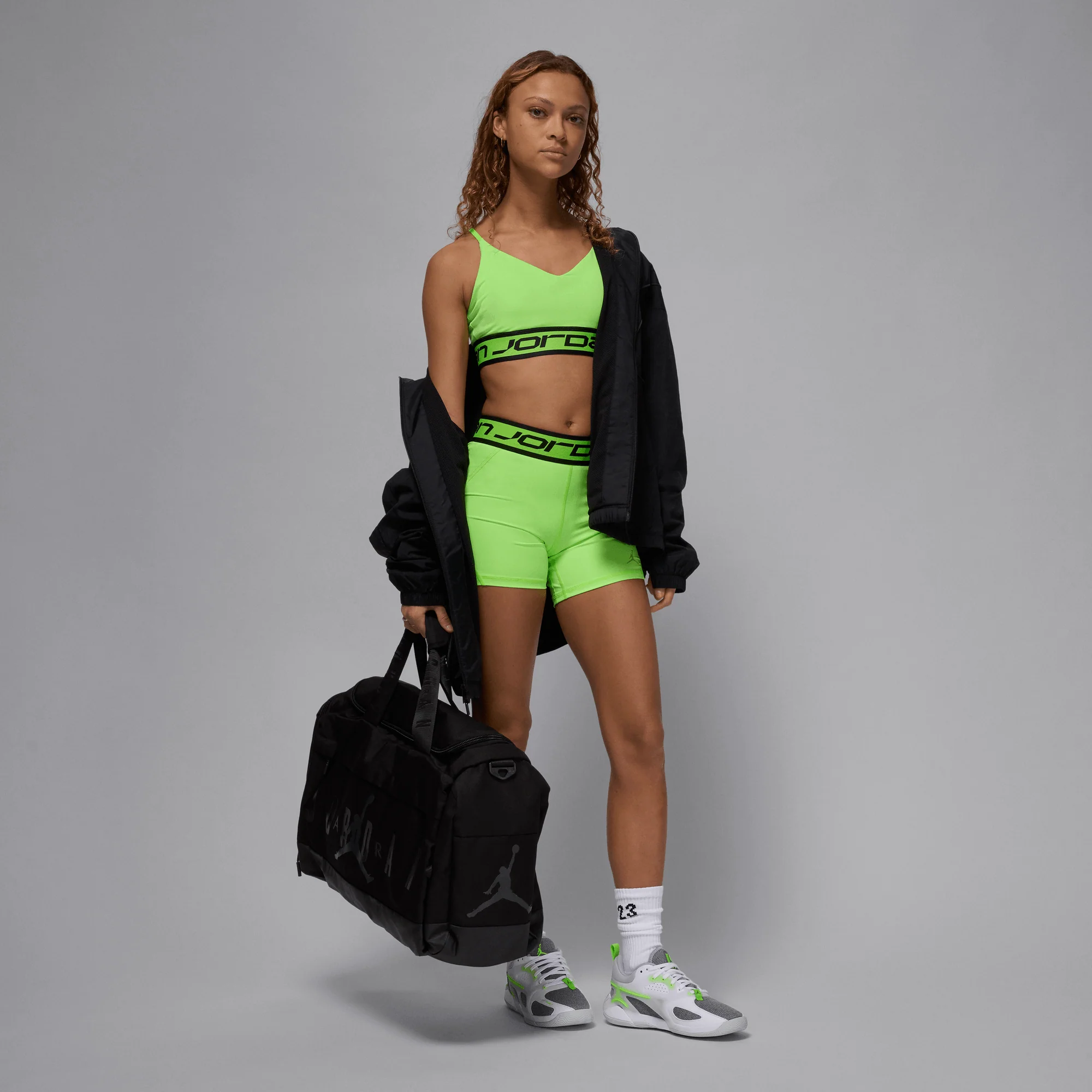 Jordan Sport Indy Women's Light Support Sports Bra Electric Green/Black/Electric Green - Image 5