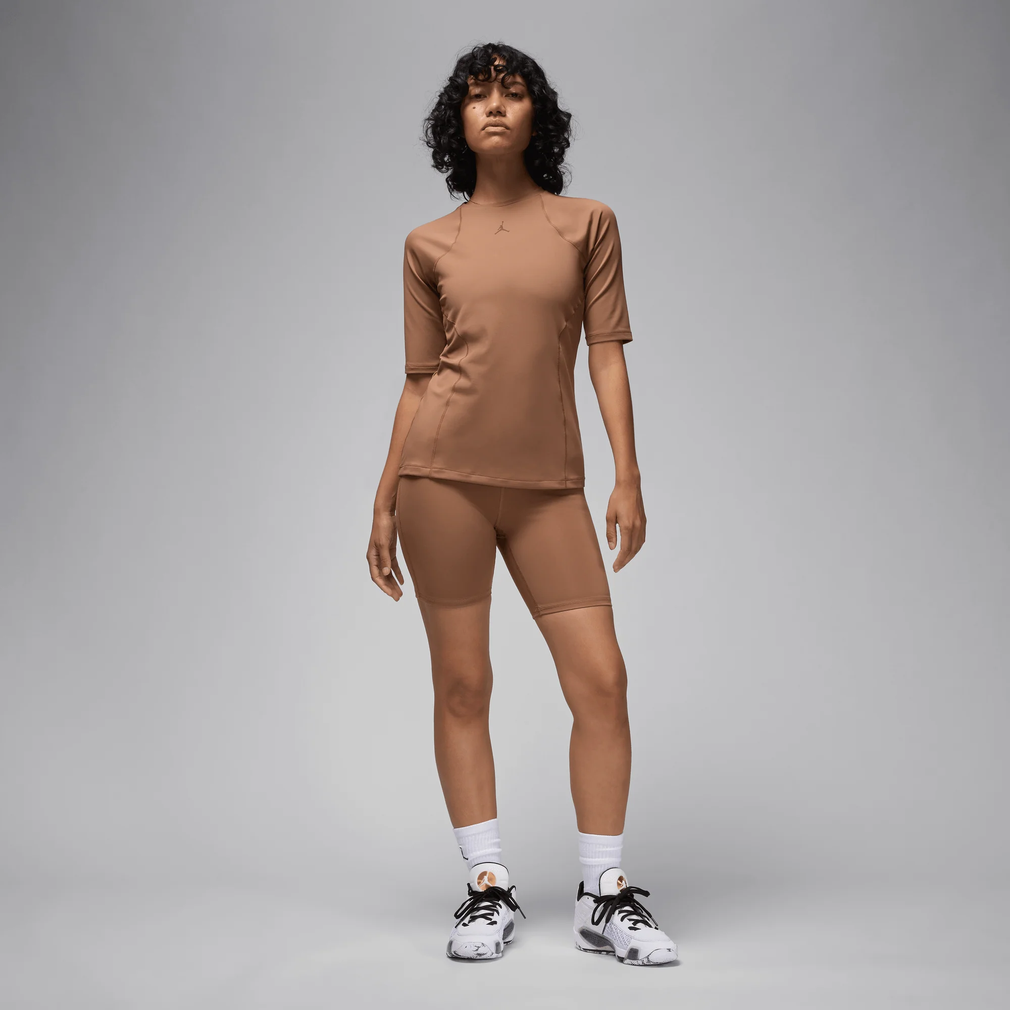 Jordan Sport Women's High-Waisted 7" Bike Shorts Archaeo Brown/White - Image 5