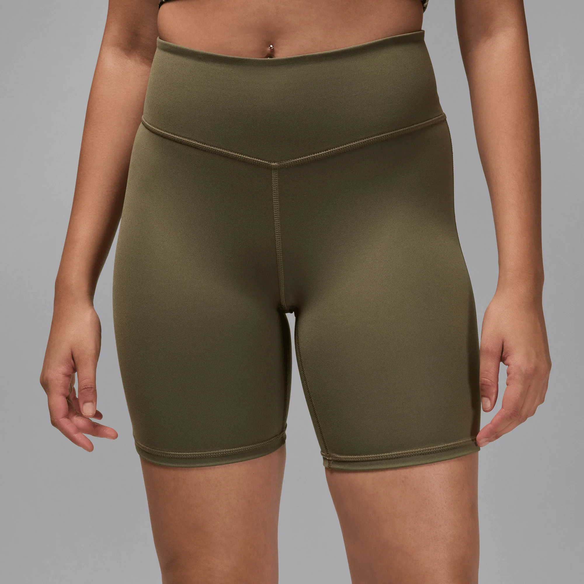 Jordan Sport Women's High-Waisted 7" Bike Shorts Medium Olive/White - Image 2