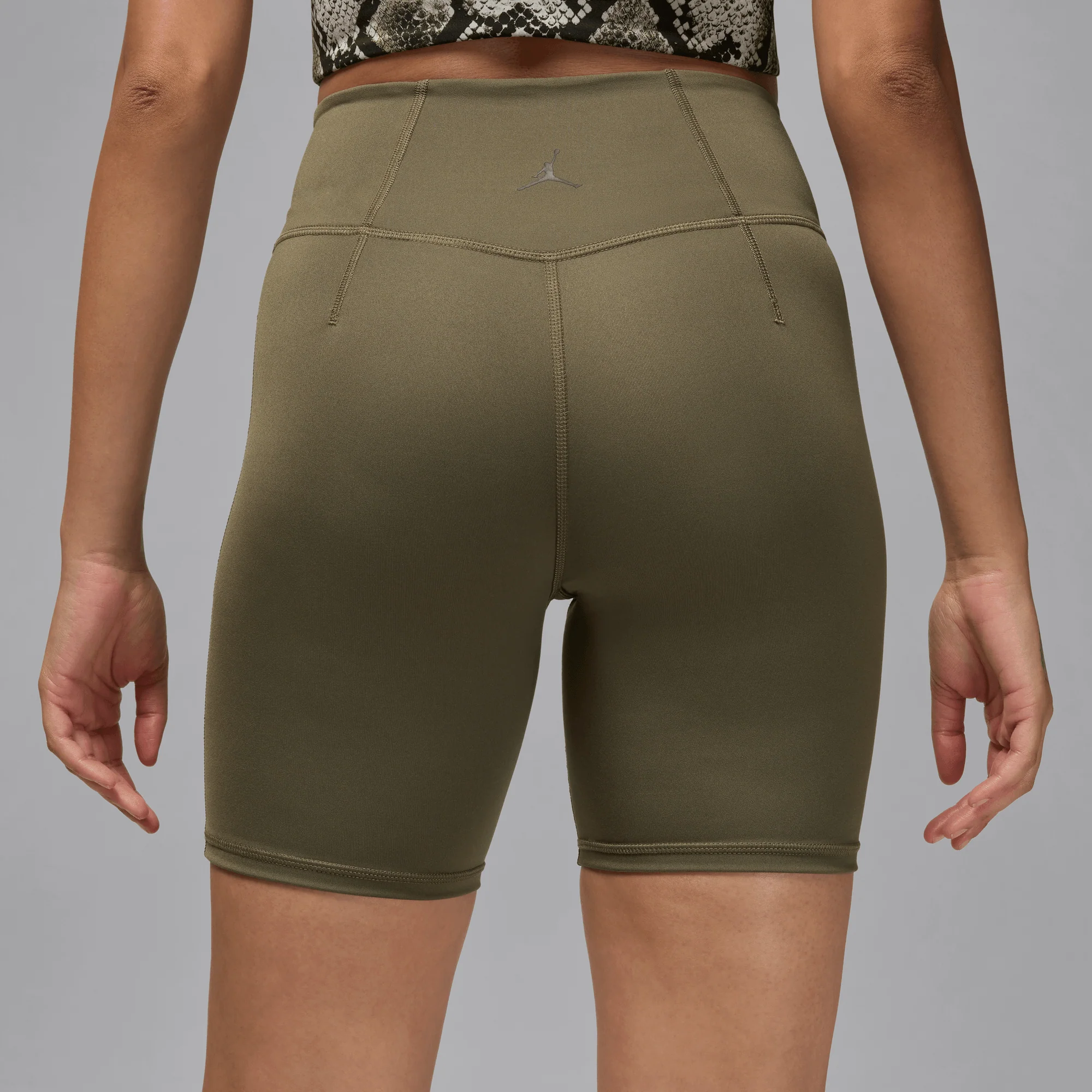 Jordan Sport Women's High-Waisted 7" Bike Shorts Medium Olive/White - Image 3