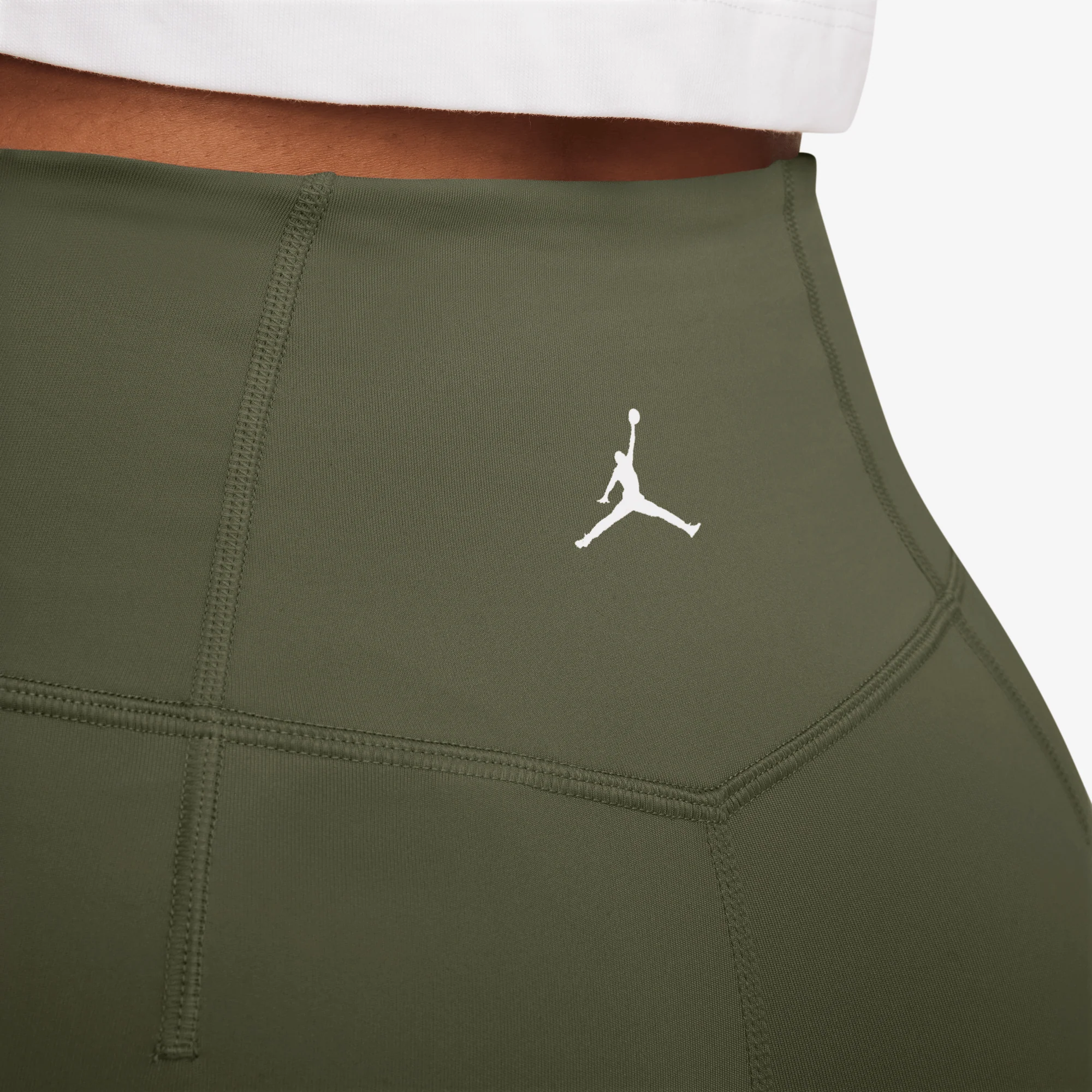 Jordan Sport Women's High-Waisted 7" Bike Shorts Medium Olive/White - Image 4