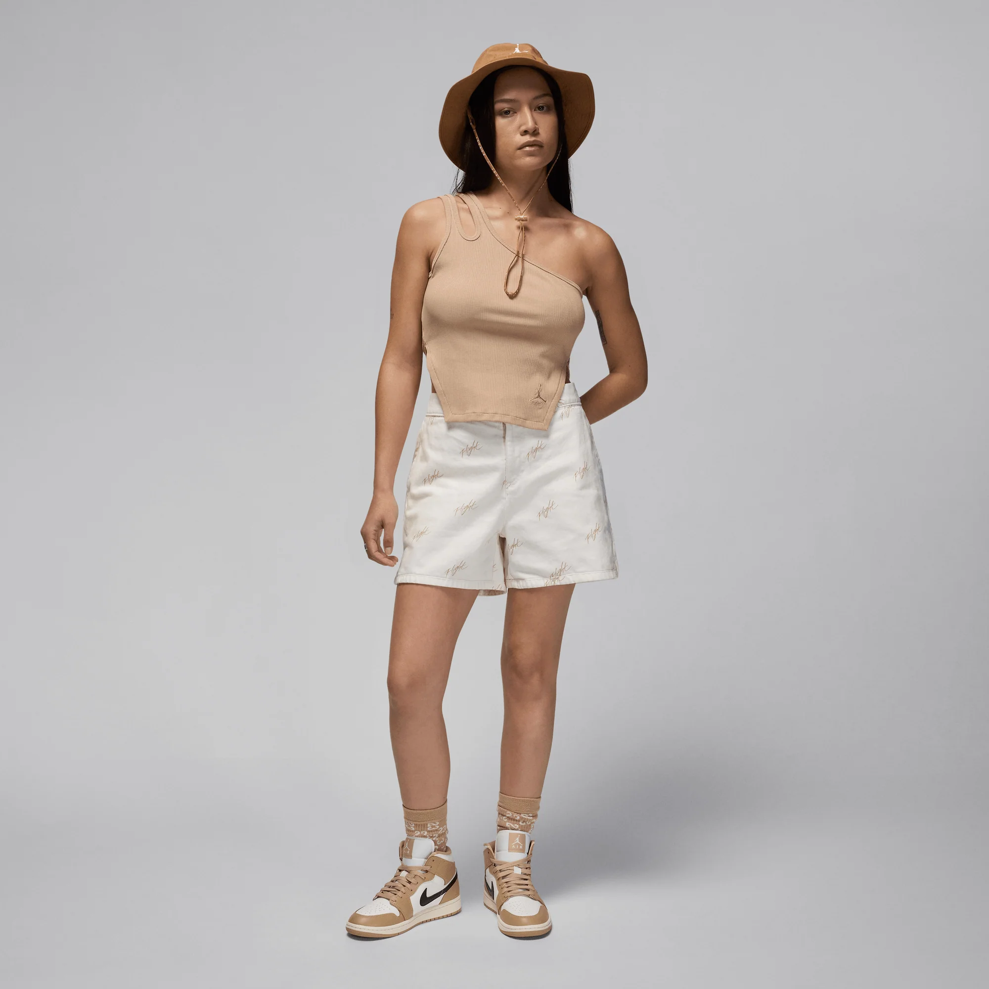 Jordan Women's Asymmetrical Ribbed Tank Legend Medium Brown - Image 5