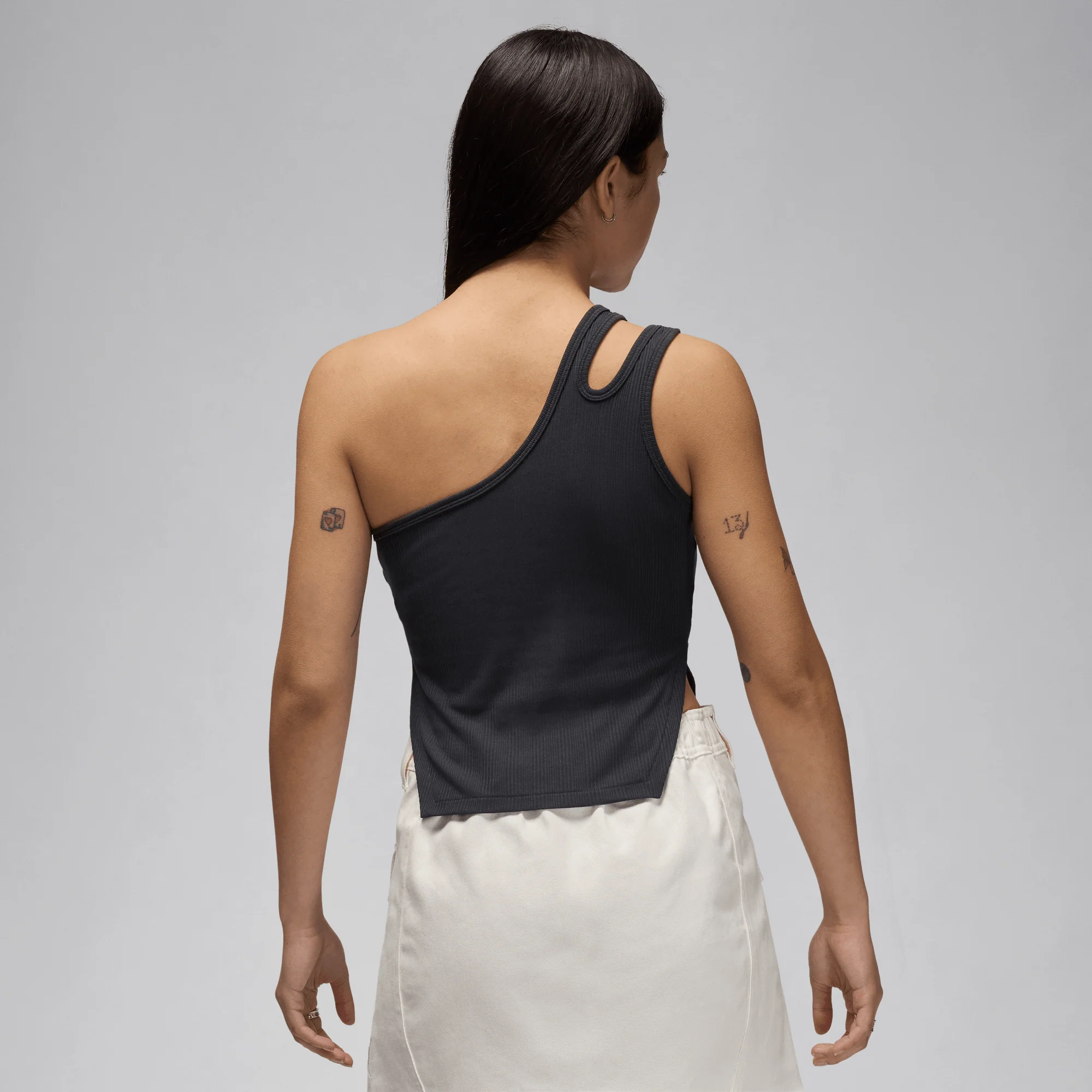 Jordan Women's Asymmetrical Ribbed Tank Off Noir - Image 2