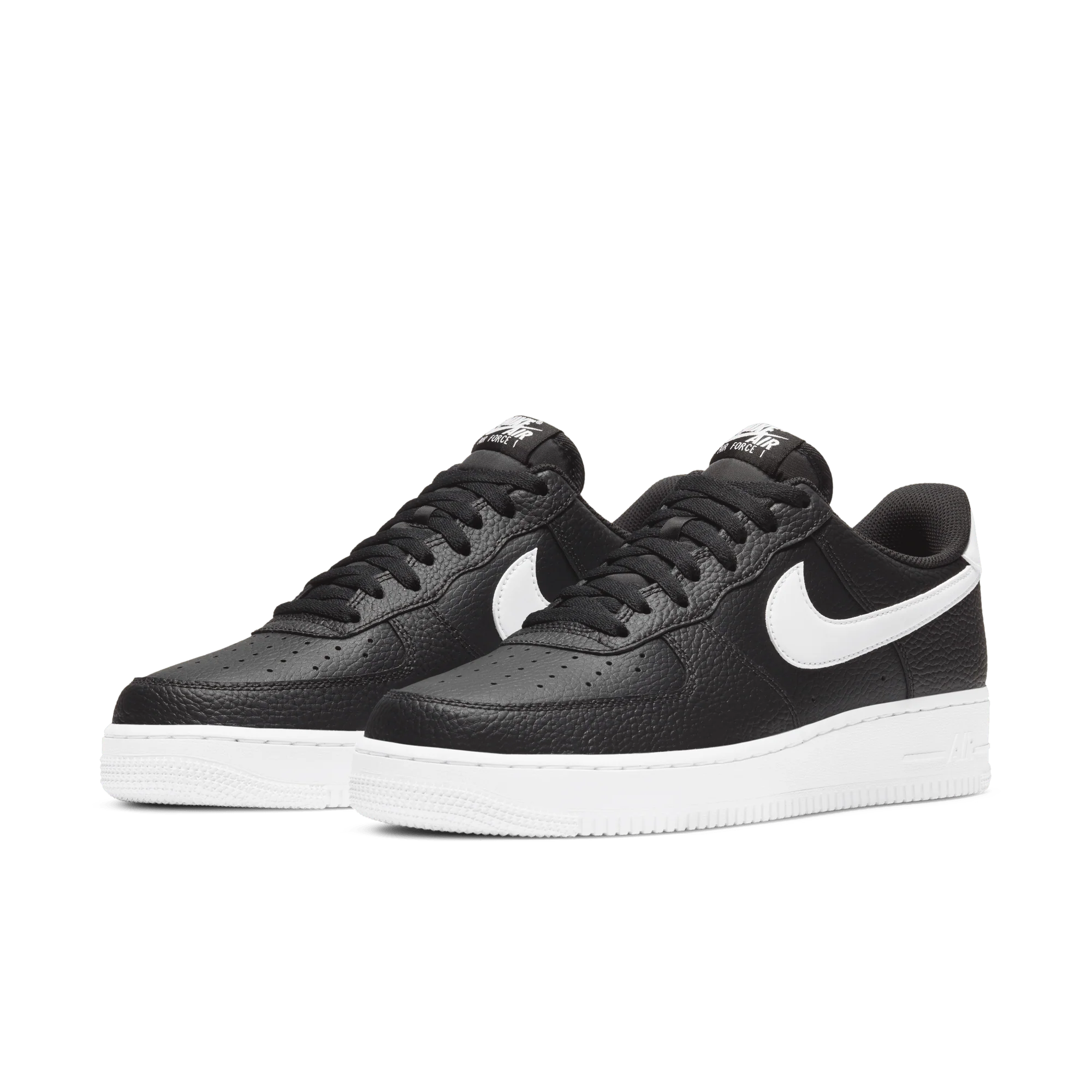 Nike Air Force 1 Low '07 Black White Pebbled Leather - Image 2