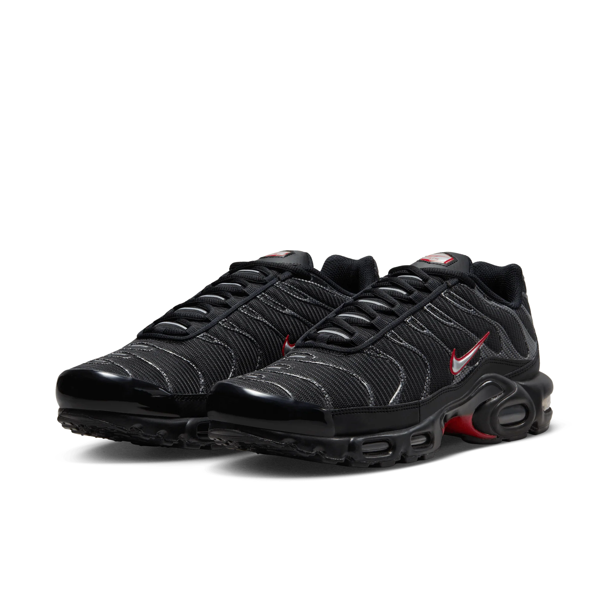 Nike Air Max Plus Black University Red Metallic Silver - Image 2