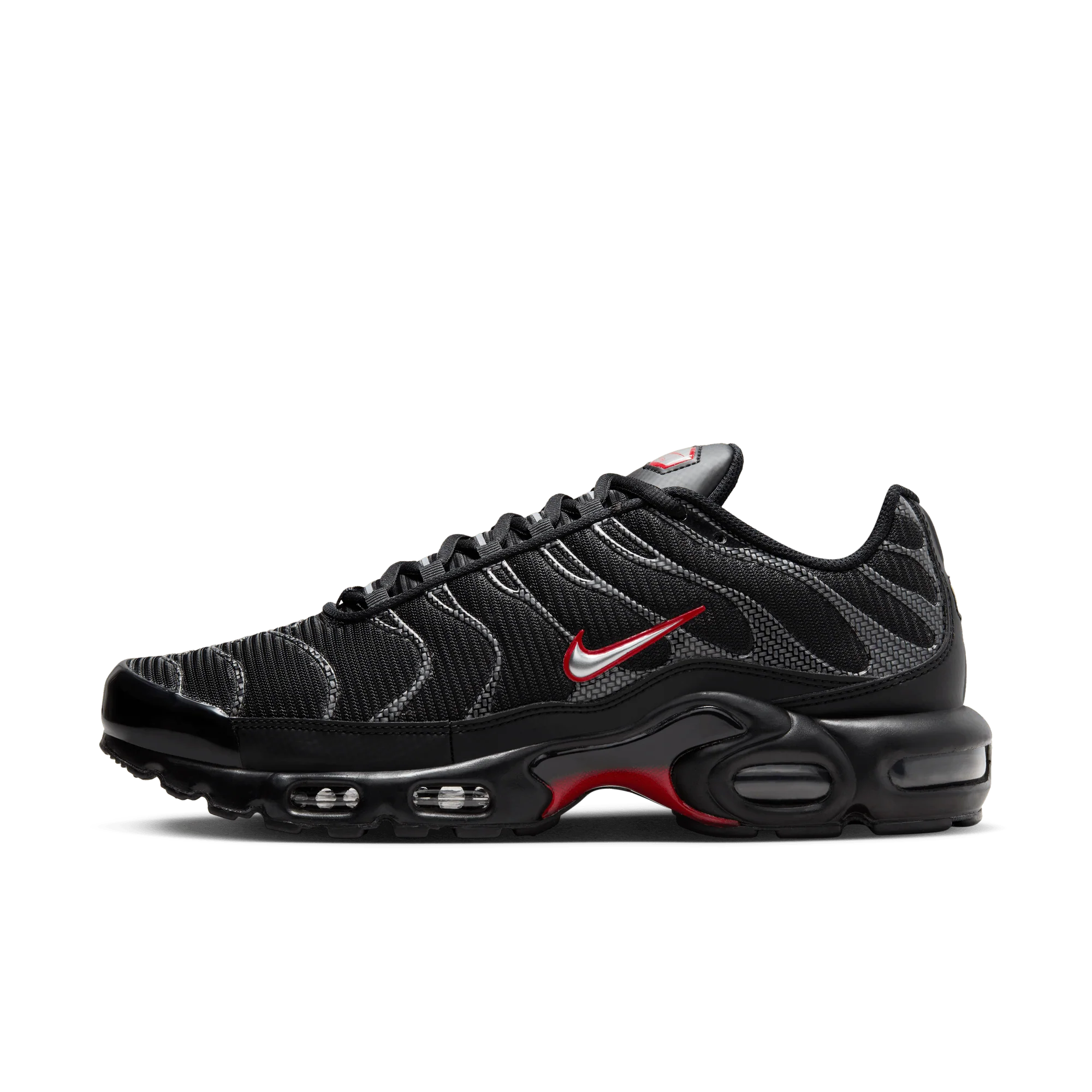Nike Air Max Plus Black University Red Metallic Silver - Image 5