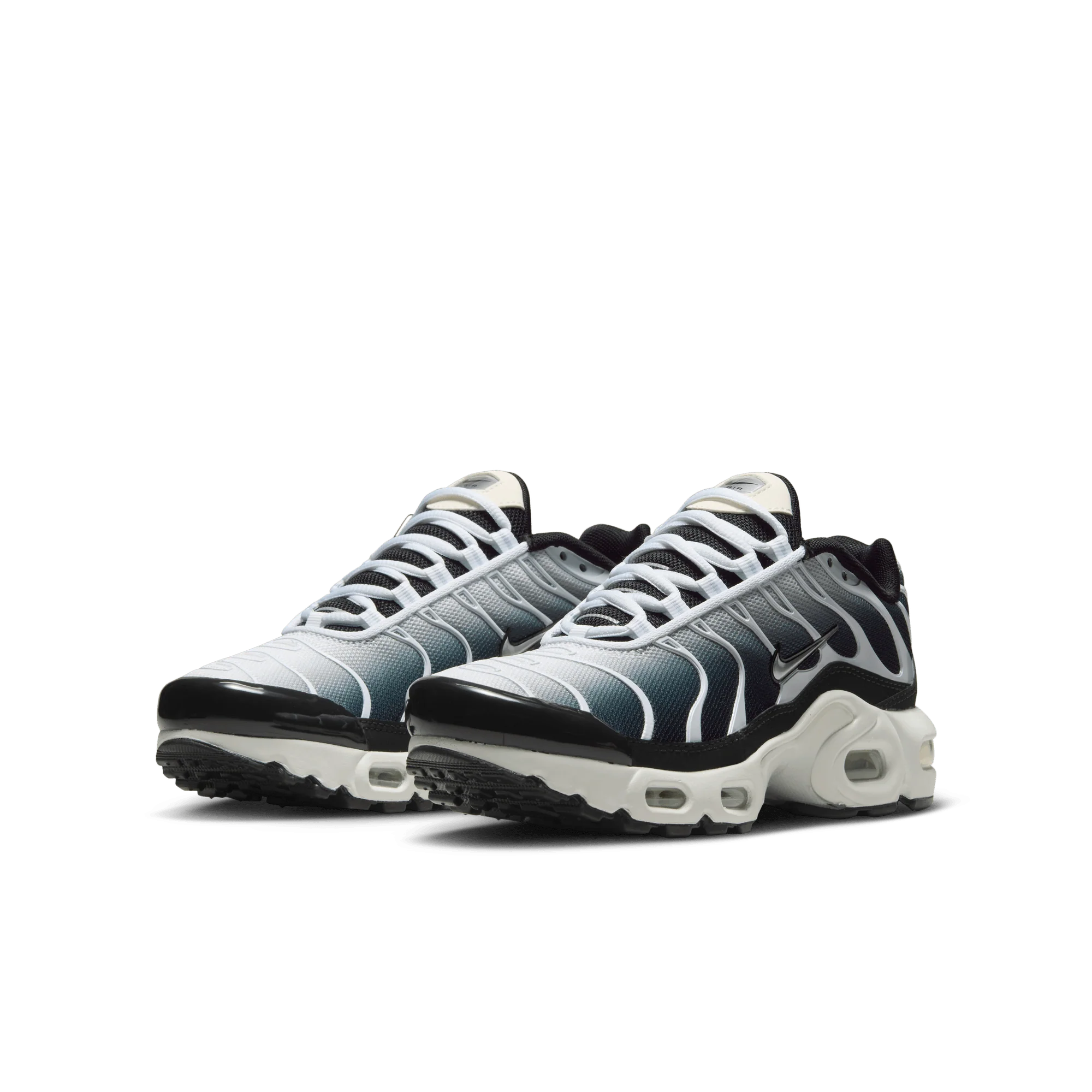 Nike Air Max Plus Black White Sail Metallic Cool Grey (GS) - Image 2
