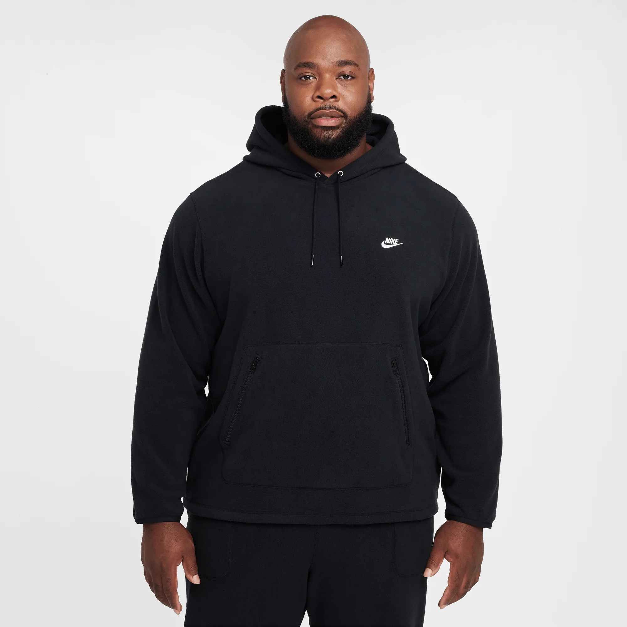 Nike Club Men's Winterized Pullover Hoodie Black/White - Image 2