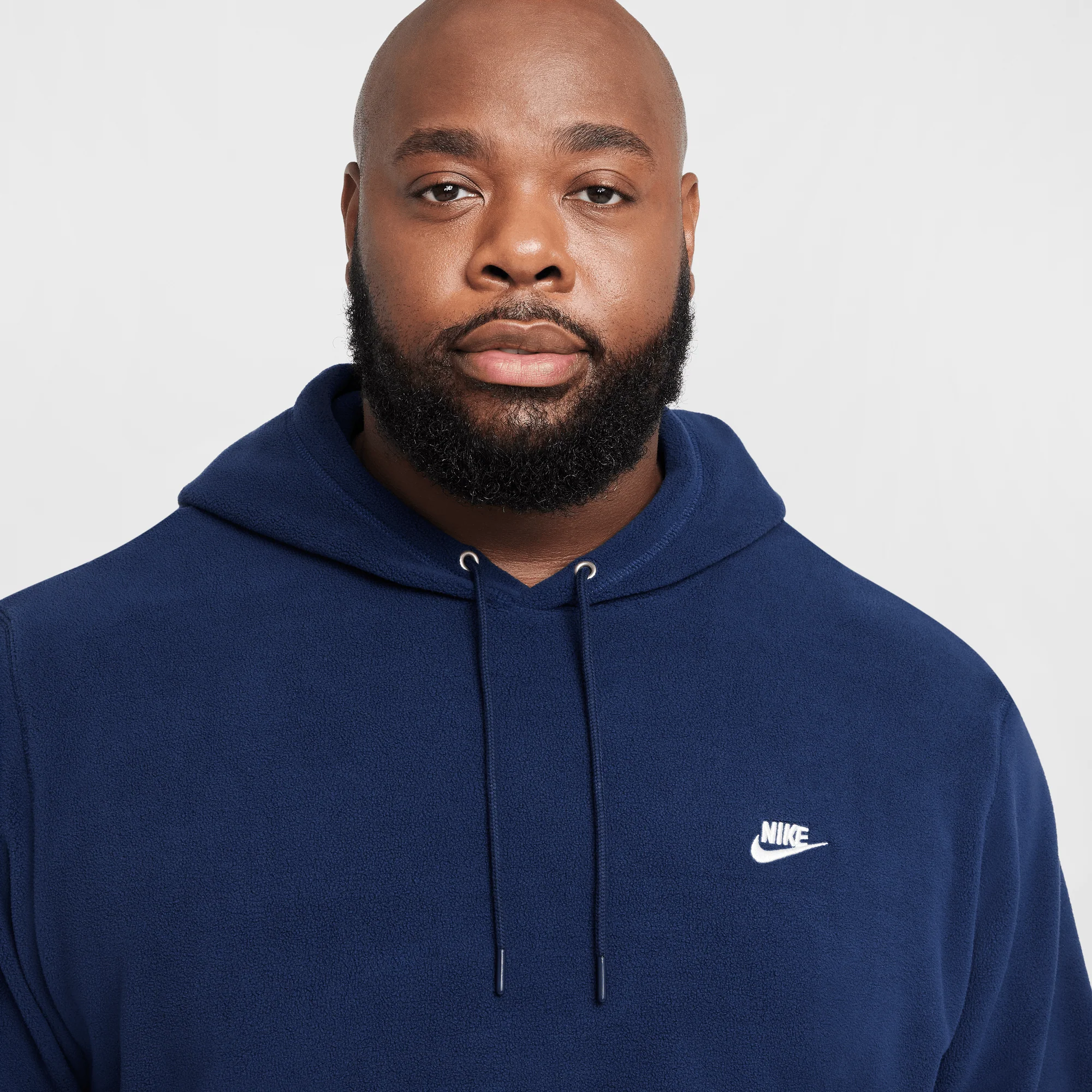 Nike Club Men's Winterized Pullover Hoodie Midnight Navy/White - Image 3