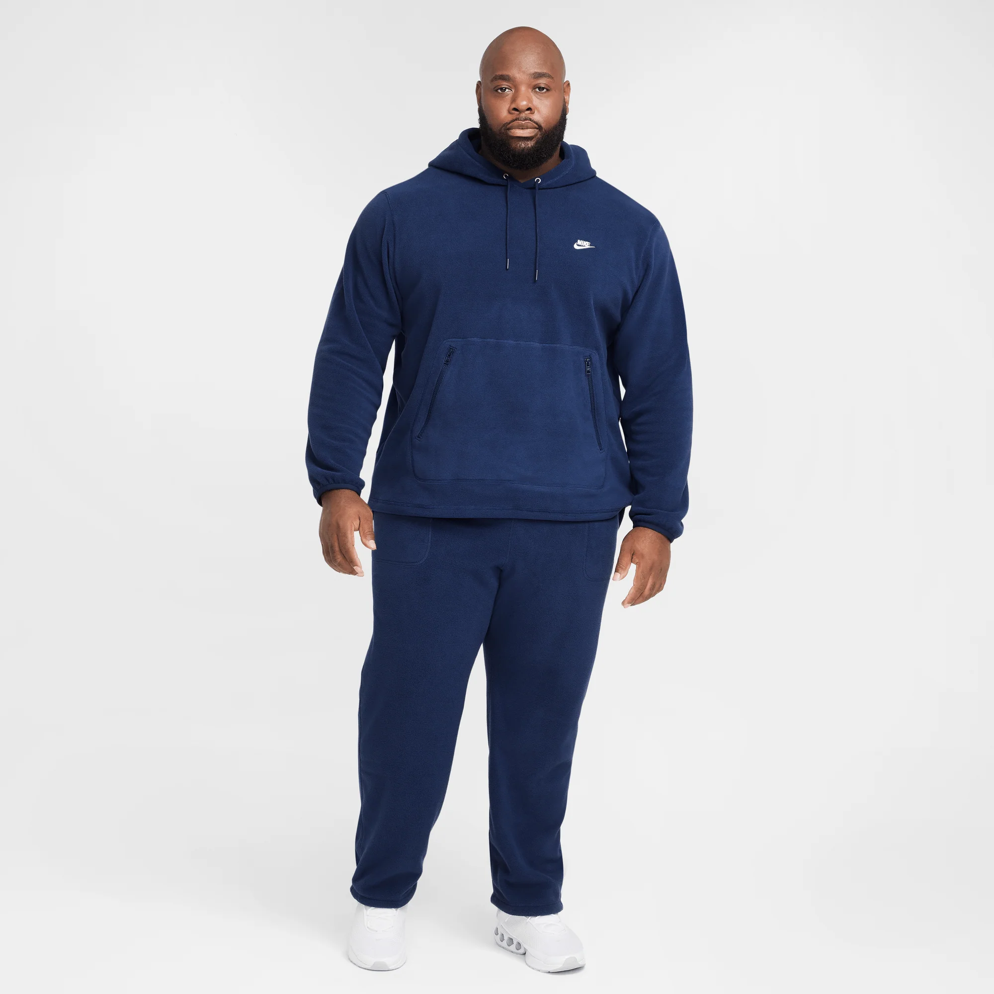 Nike Club Men's Winterized Pullover Hoodie Midnight Navy/White - Image 5
