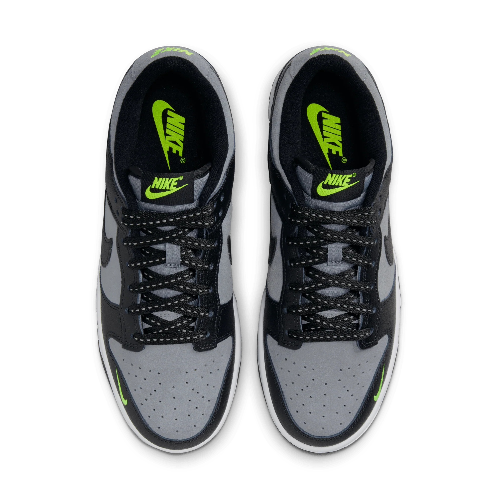 Nike Dunk Low Black Cool Grey Volt Mini Swoosh - Image 3