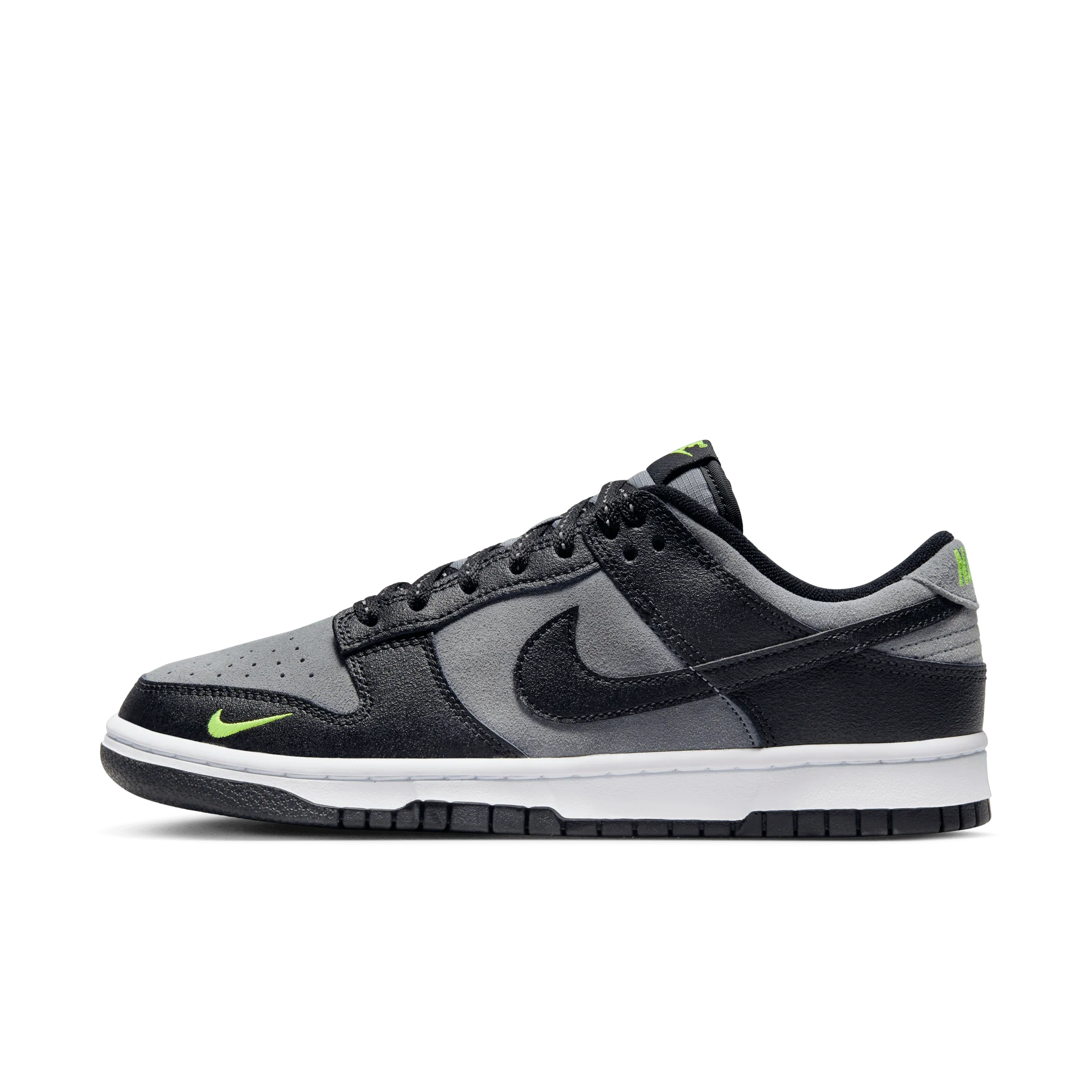 Nike Dunk Low Black Cool Grey Volt Mini Swoosh - Image 5
