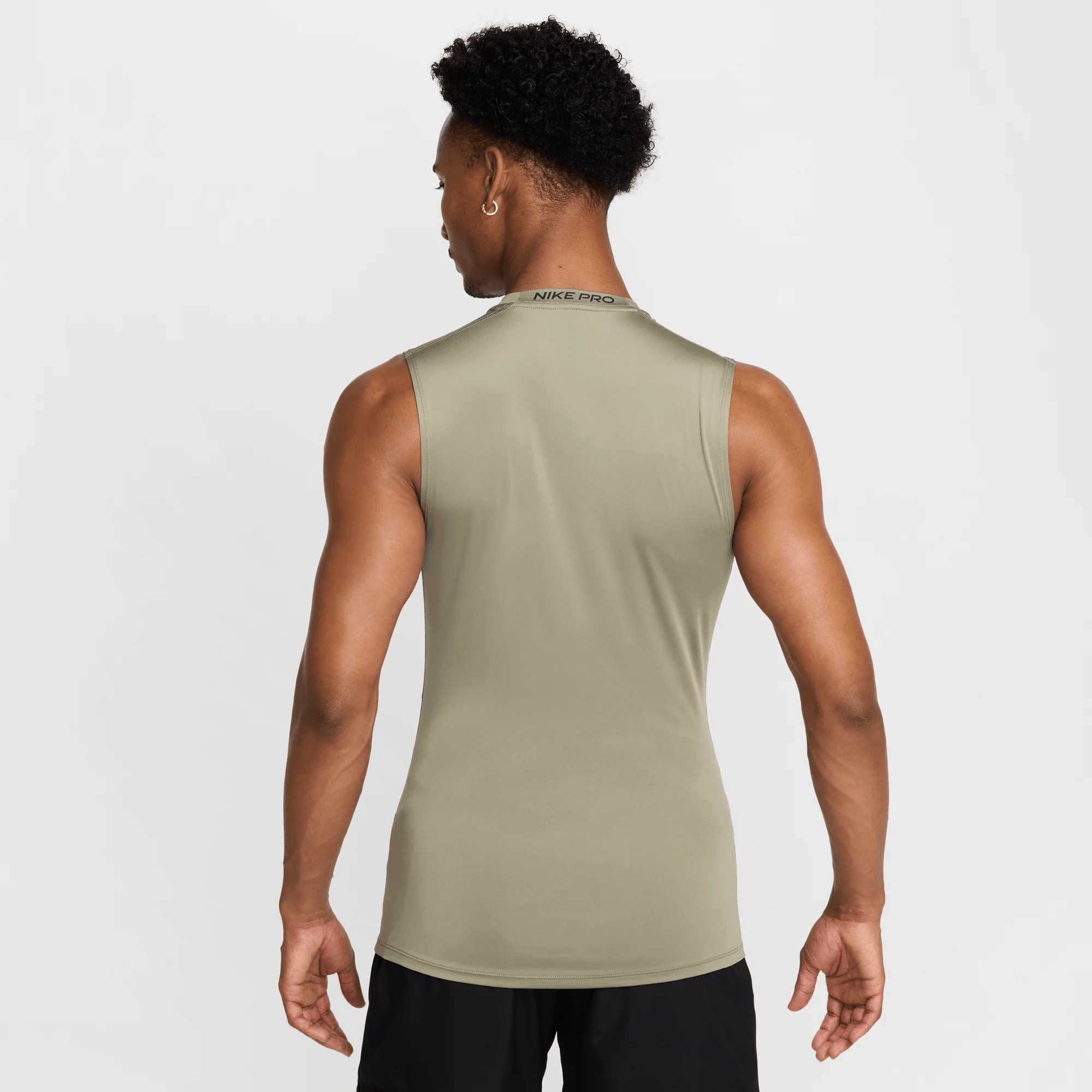 Nike Pro Men's Dri-FIT Tight Sleeveless Fitness Top Light Army/Black - Image 2