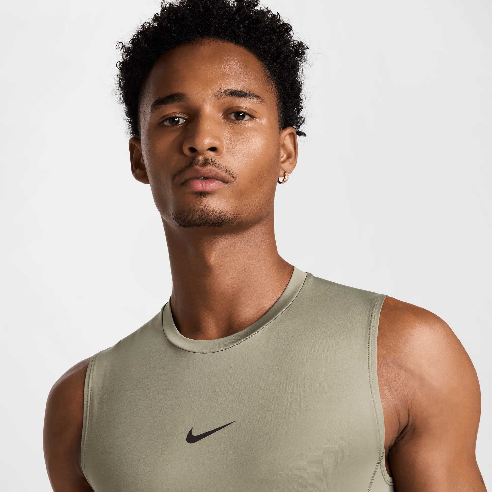 Nike Pro Men's Dri-FIT Tight Sleeveless Fitness Top Light Army/Black - Image 3