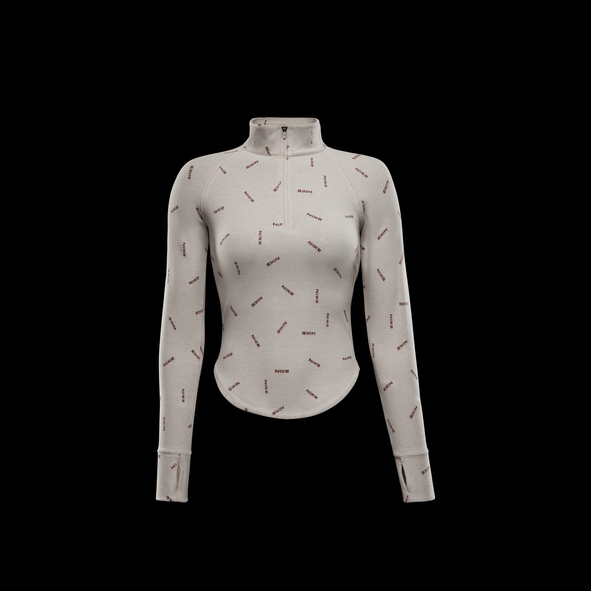 Nike Sportswear Collection Women's Slim 1/2-Zip Long-Sleeve Logo Top Light Orewood Brown/Red Sepia/Light Orewood Brown - Image 3