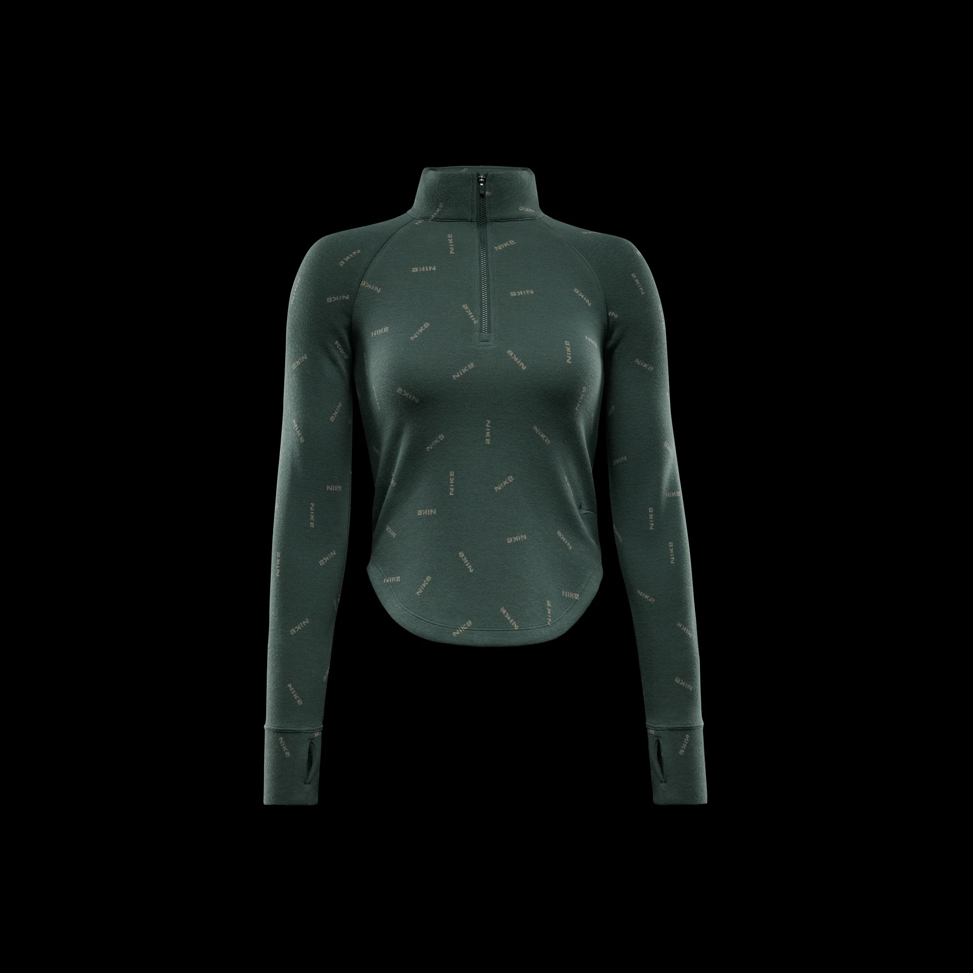 Nike Sportswear Collection Women's Slim 1/2-Zip Long-Sleeve Logo Top Vintage Green/Light Army/Vintage Green - Image 3