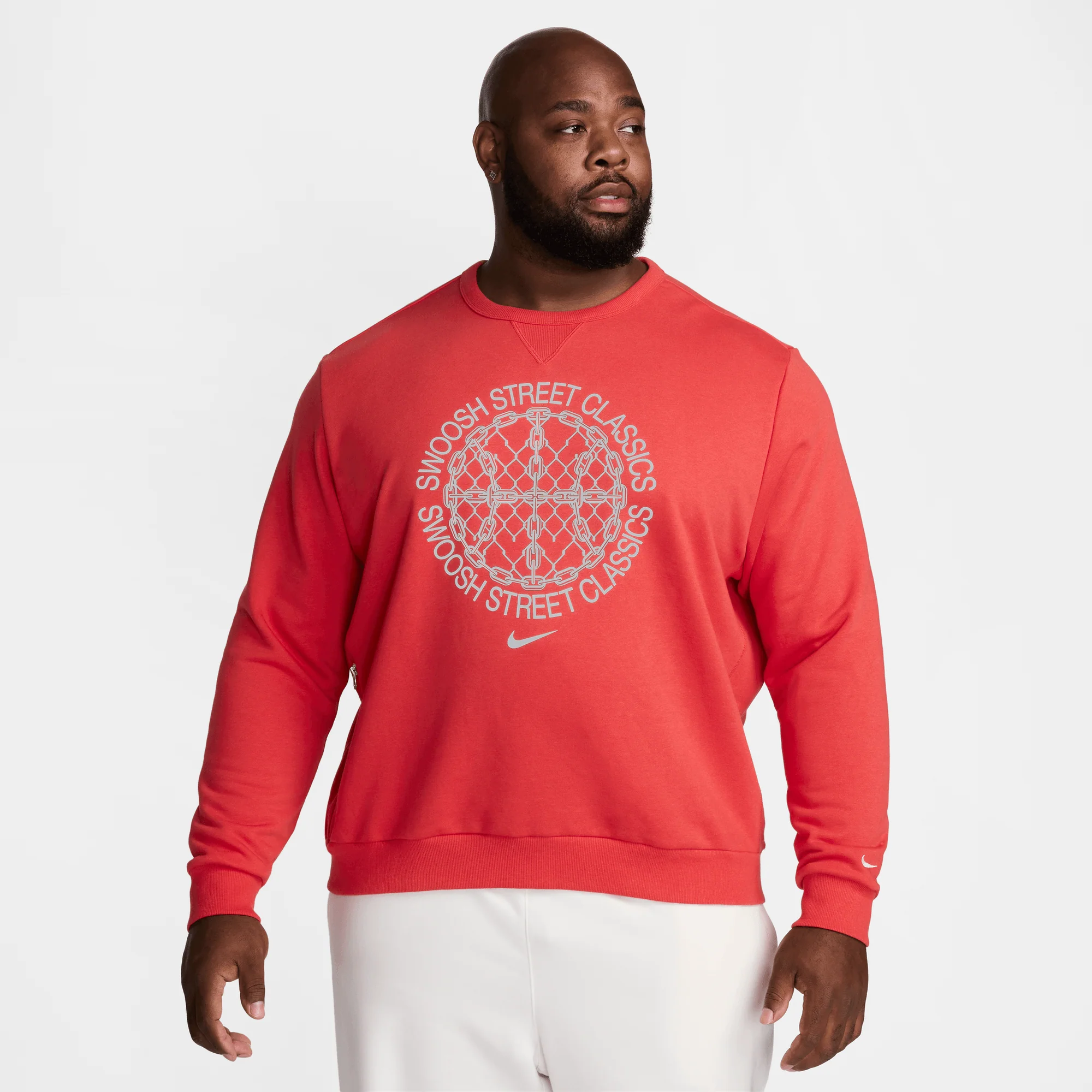 Nike Standard Issue Men's Dri-FIT Basketball Crew-Neck Sweatshirt University Red/Heather/Pale Ivory - Image 3