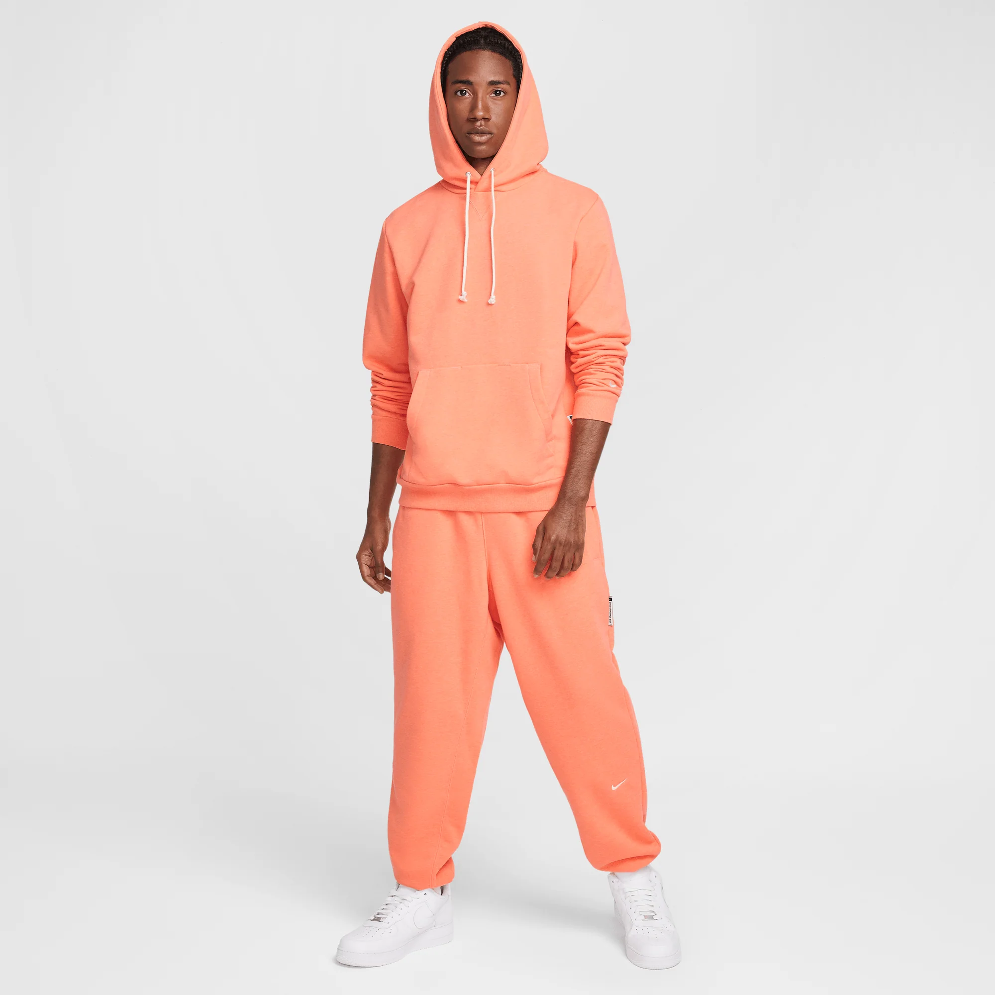 Nike Standard Issue Men's Dri-FIT Pullover Basketball Hoodie Light Wild Mango/Heather/Pale Ivory - Image 2