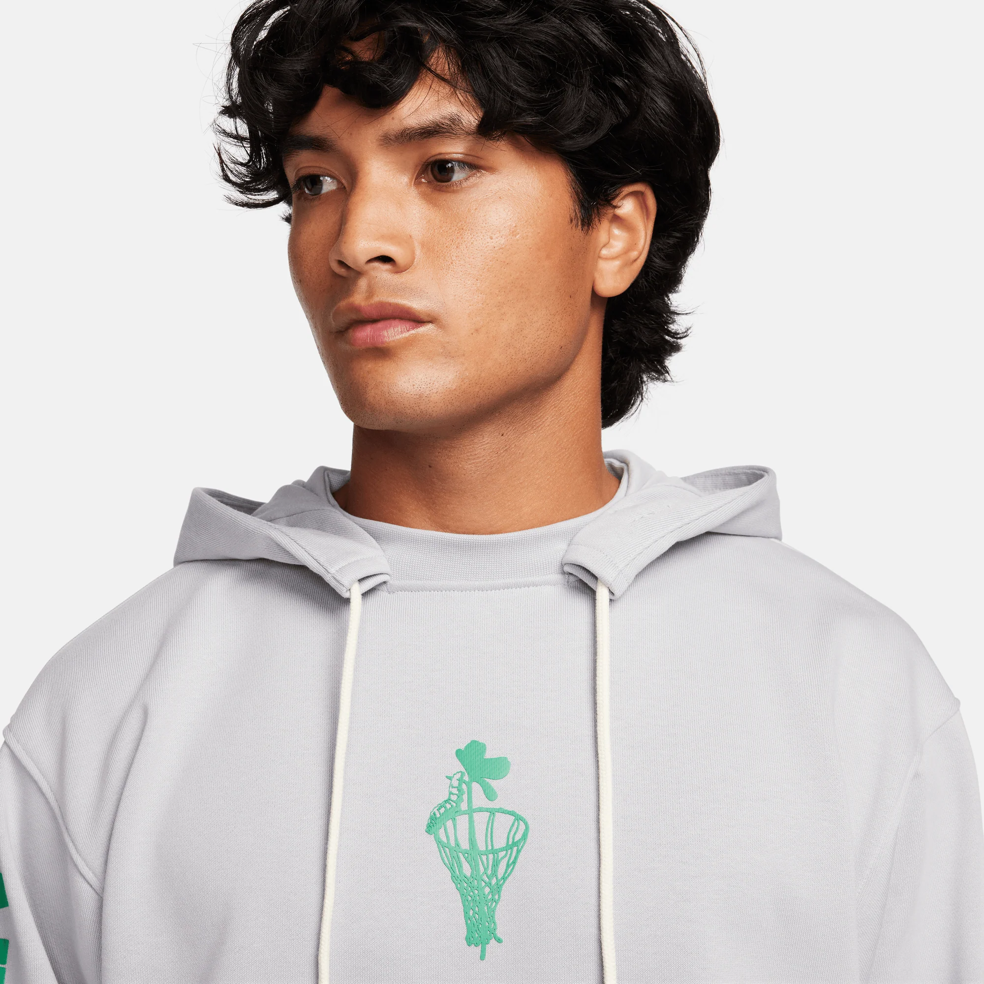Nike Standard Issue Men's Dri-FIT Pullover Hoodie Wolf Grey/Stadium Green - Image 2
