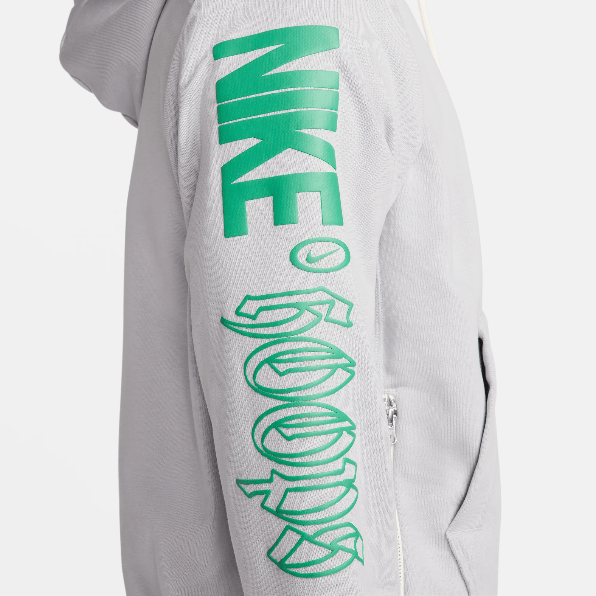 Nike Standard Issue Men's Dri-FIT Pullover Hoodie Wolf Grey/Stadium Green - Image 3
