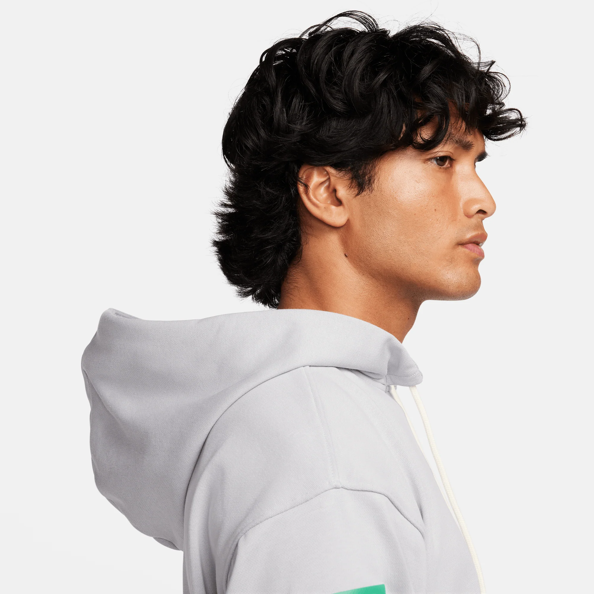 Nike Standard Issue Men's Dri-FIT Pullover Hoodie Wolf Grey/Stadium Green - Image 4
