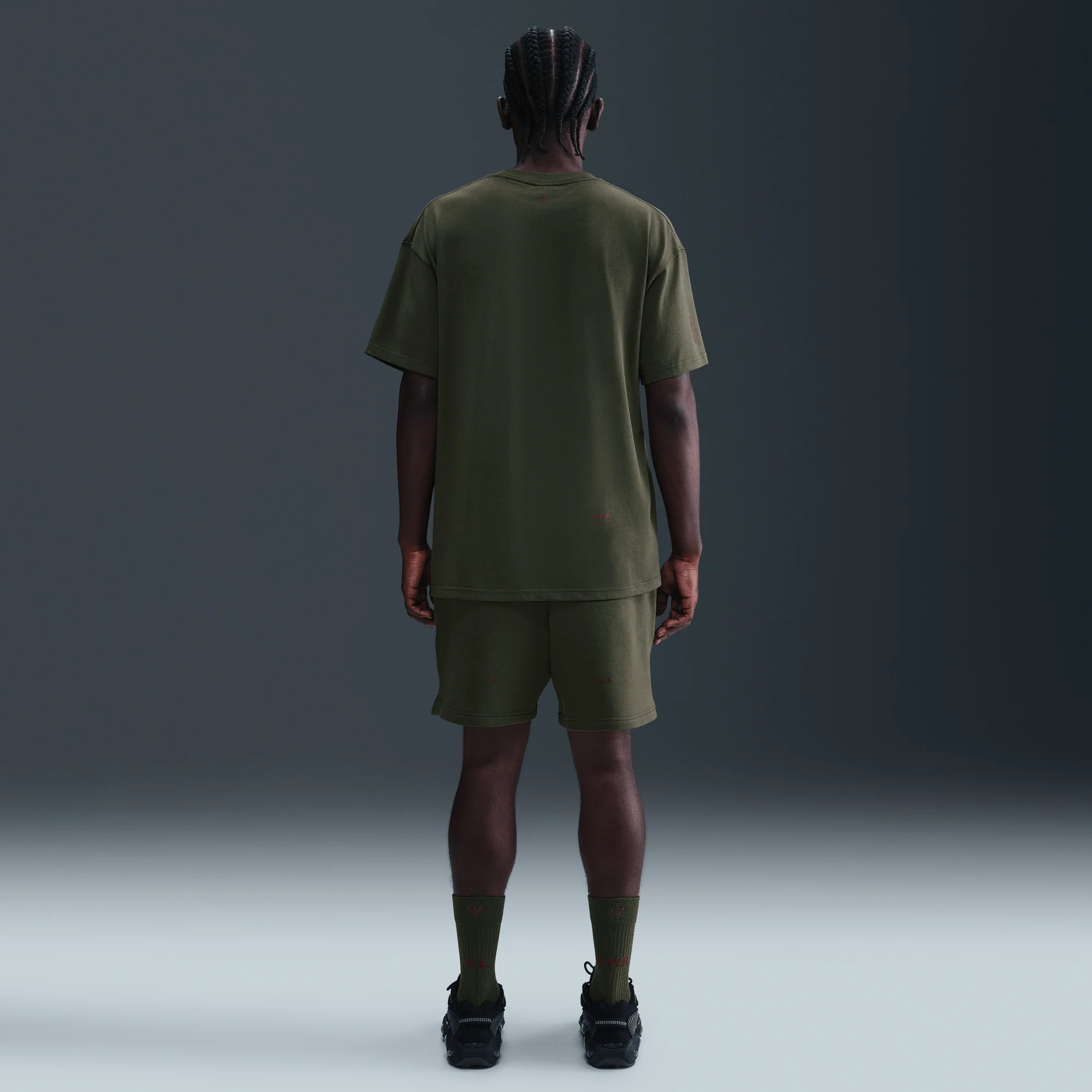 NOCTA Cardinal Fleece Shorts Cargo Khaki/Team Red - Image 2