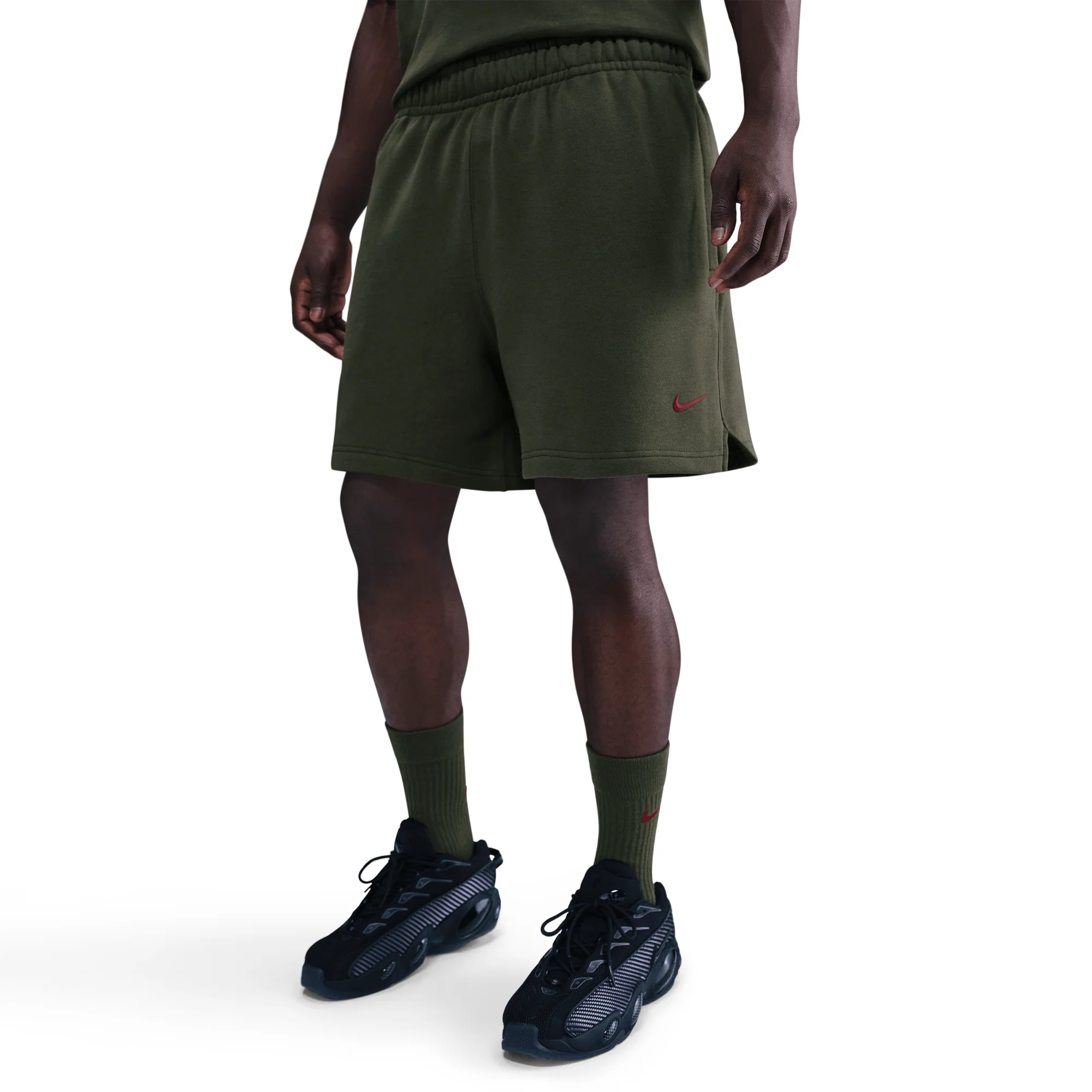 NOCTA Cardinal Fleece Shorts Cargo Khaki/Team Red - Image 4